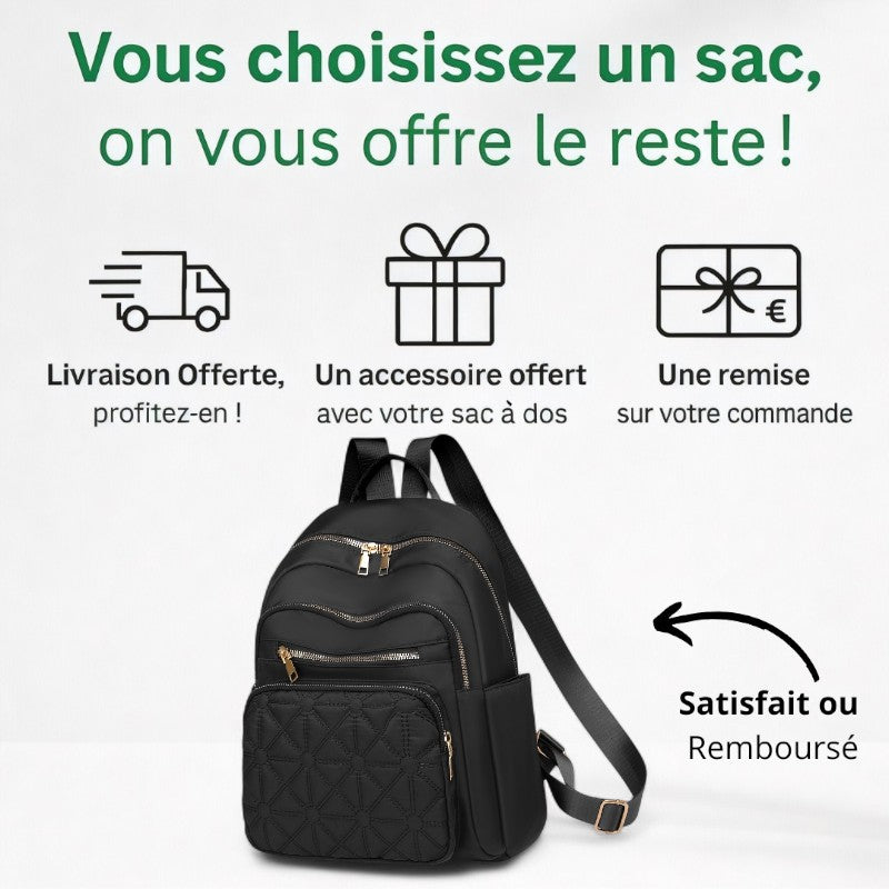 Sac à Dos Femme Nylon 15L – MultiPocketChic – Havresacs