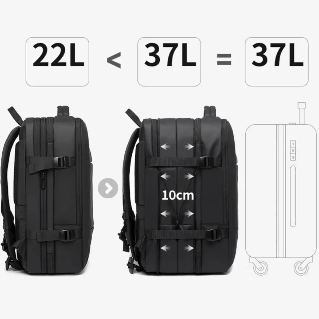 Sac à dos voyage extensible 22L→37L | USB, étanche, 17,3" Havresacs HavreSacs