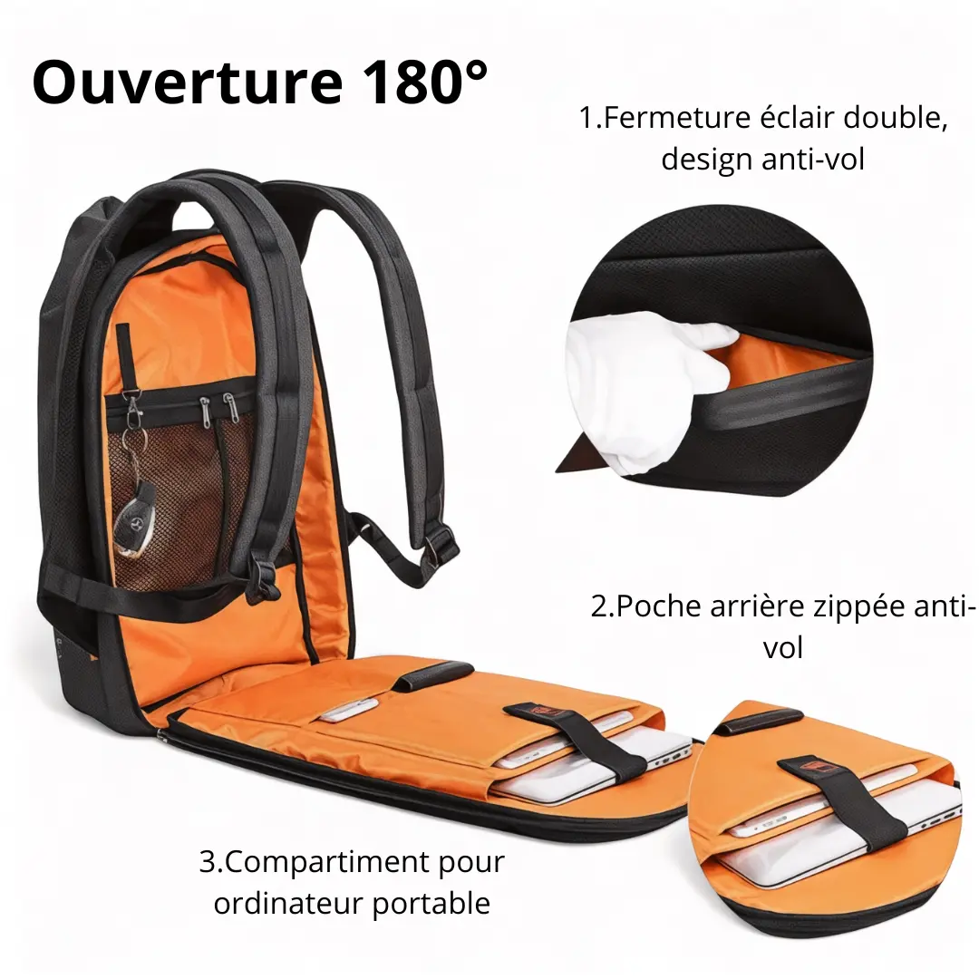 Sac à dos étanche antivol connecté – TechNomad+ – Havresacs HavreSacs