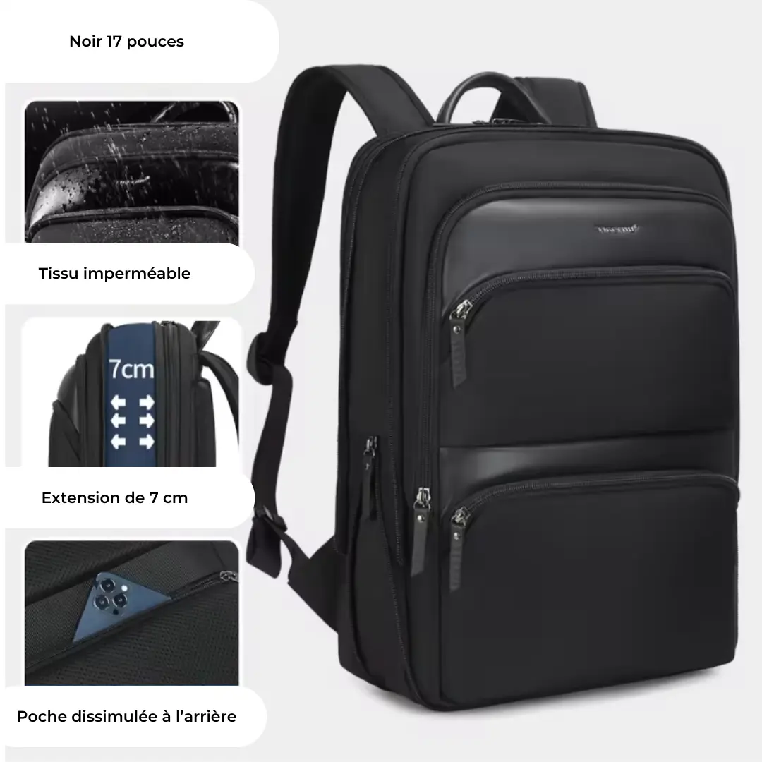 Sac à dos extensible noir de 25L, ordinateur 17 pouces – Havresacs - HavreS