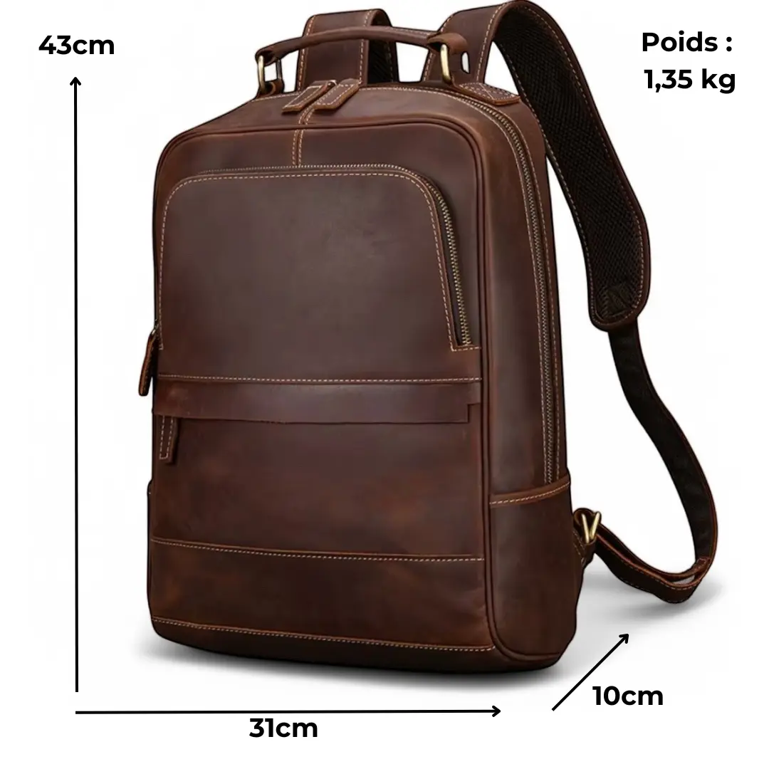 Sac à dos en cuir vintage pour homme tendance, pc 15" - Havresacs - HavreS