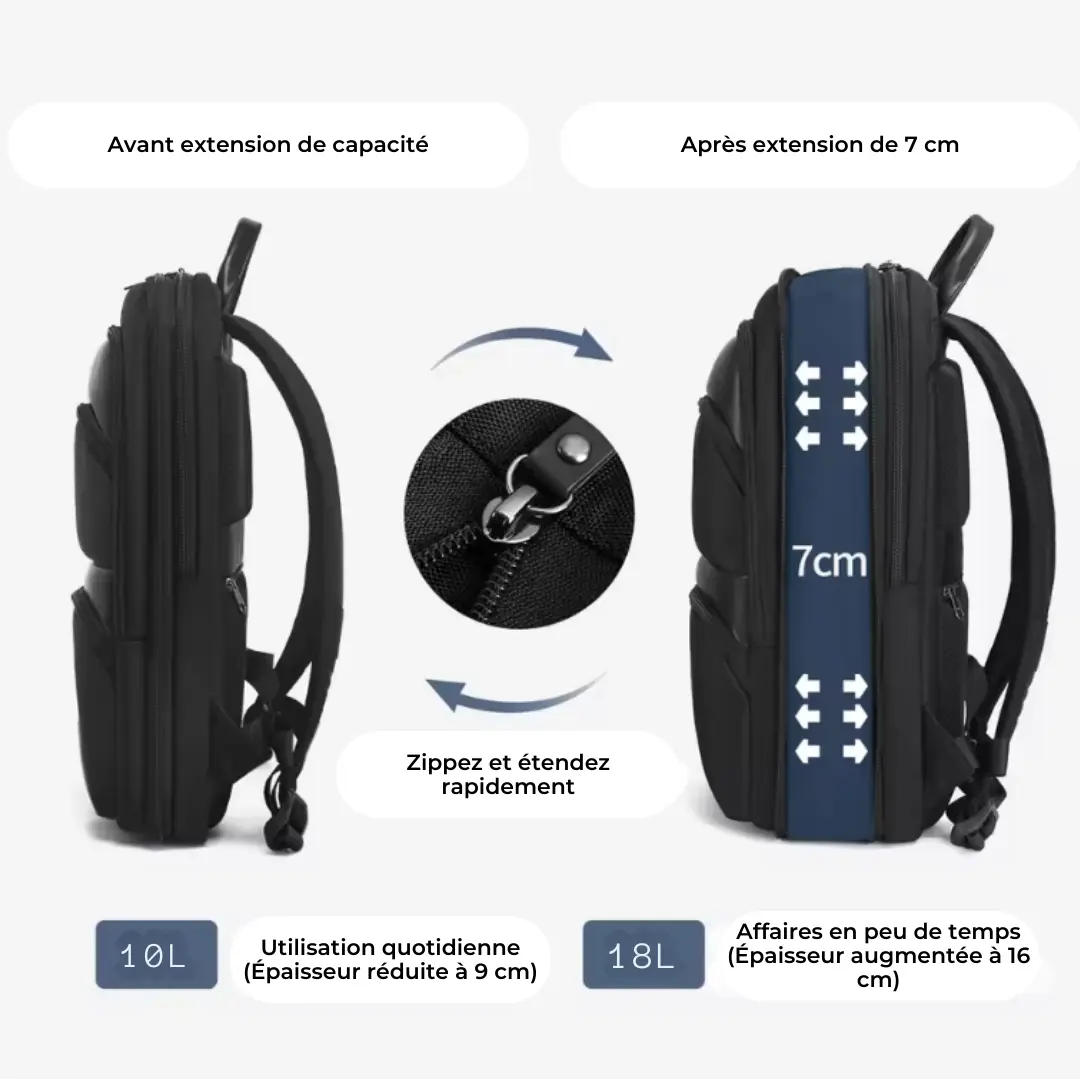 Sac à dos extensible noir de 25L, ordinateur 17 pouces – Havresacs - HavreS
