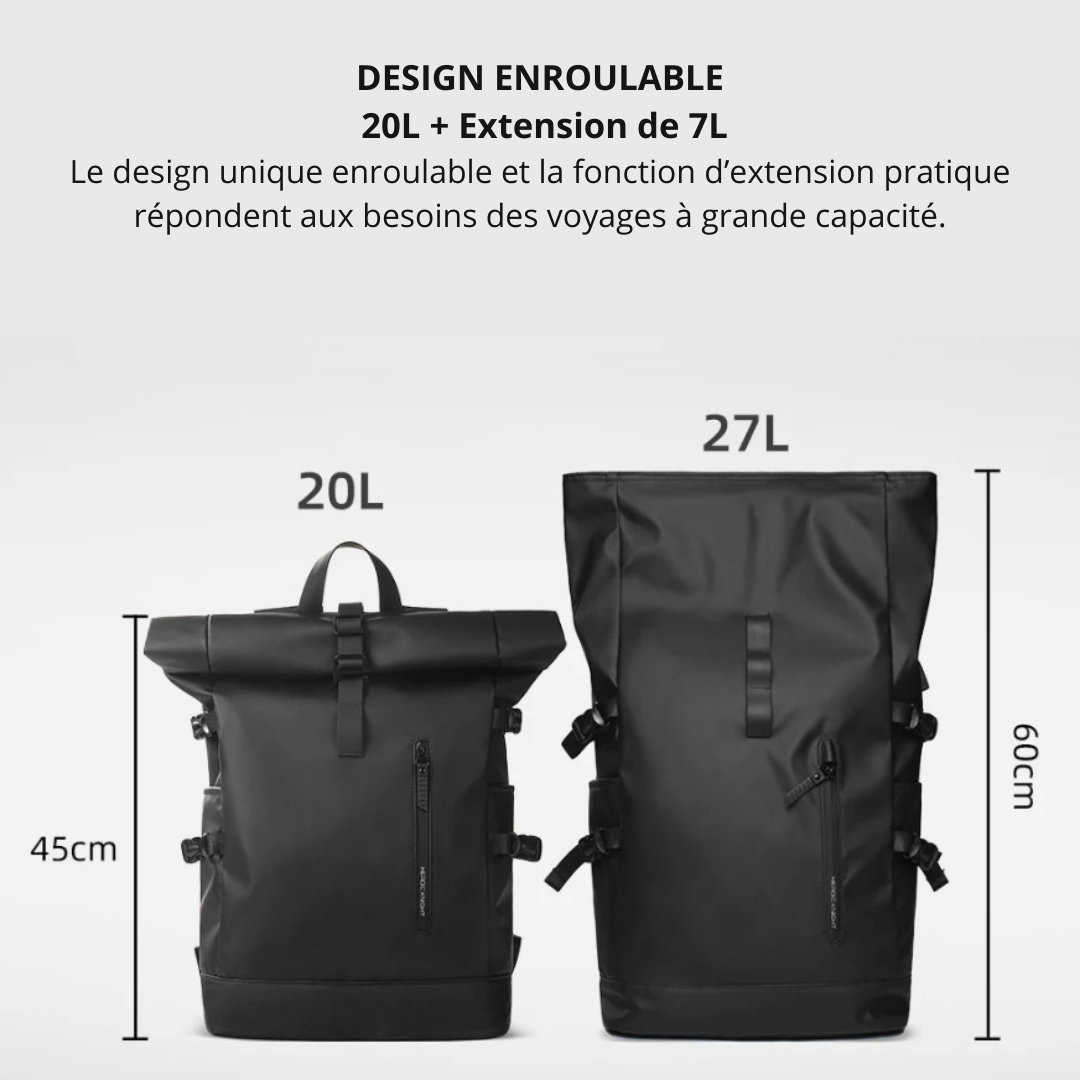 Sac à dos Roll Top waterproof avec USB – Urban Flex – Havresacs