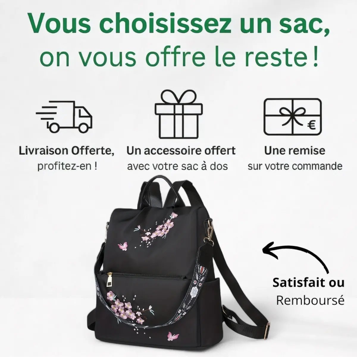 Sac à main sac à dos 2 en 1 floral élégant de 15 litres – Havresacs - HavreS