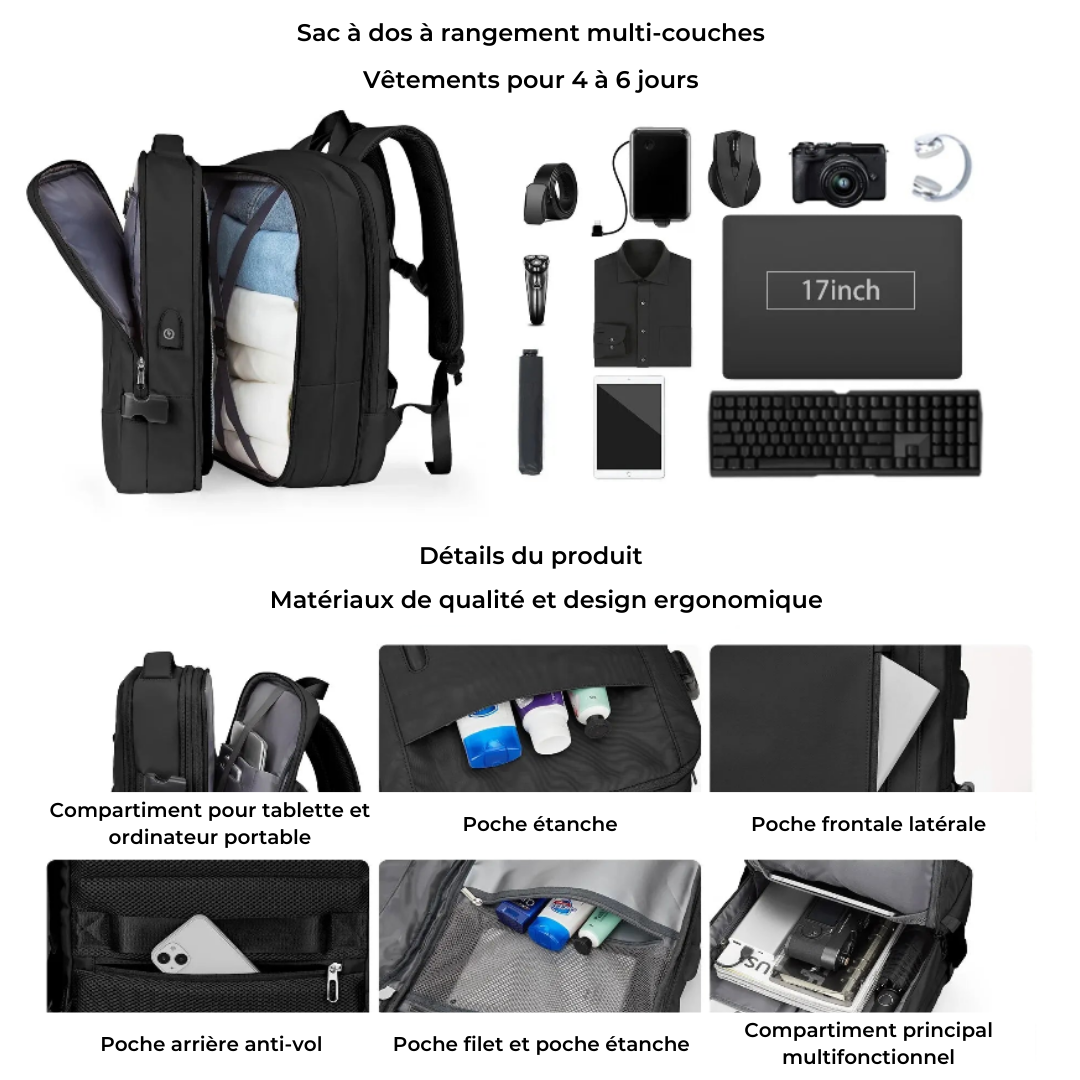 Sac à dos extensible 40l idéal en voyage – ExpandPak – Havresacs