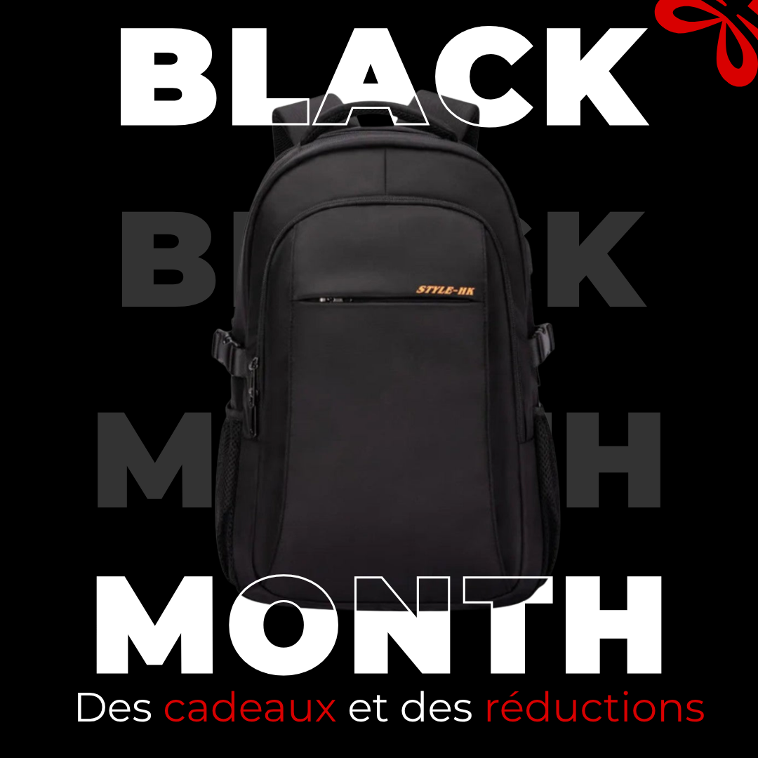 Sac à dos imperméable noir de 30L, idéal voyage et avion - Havresacs