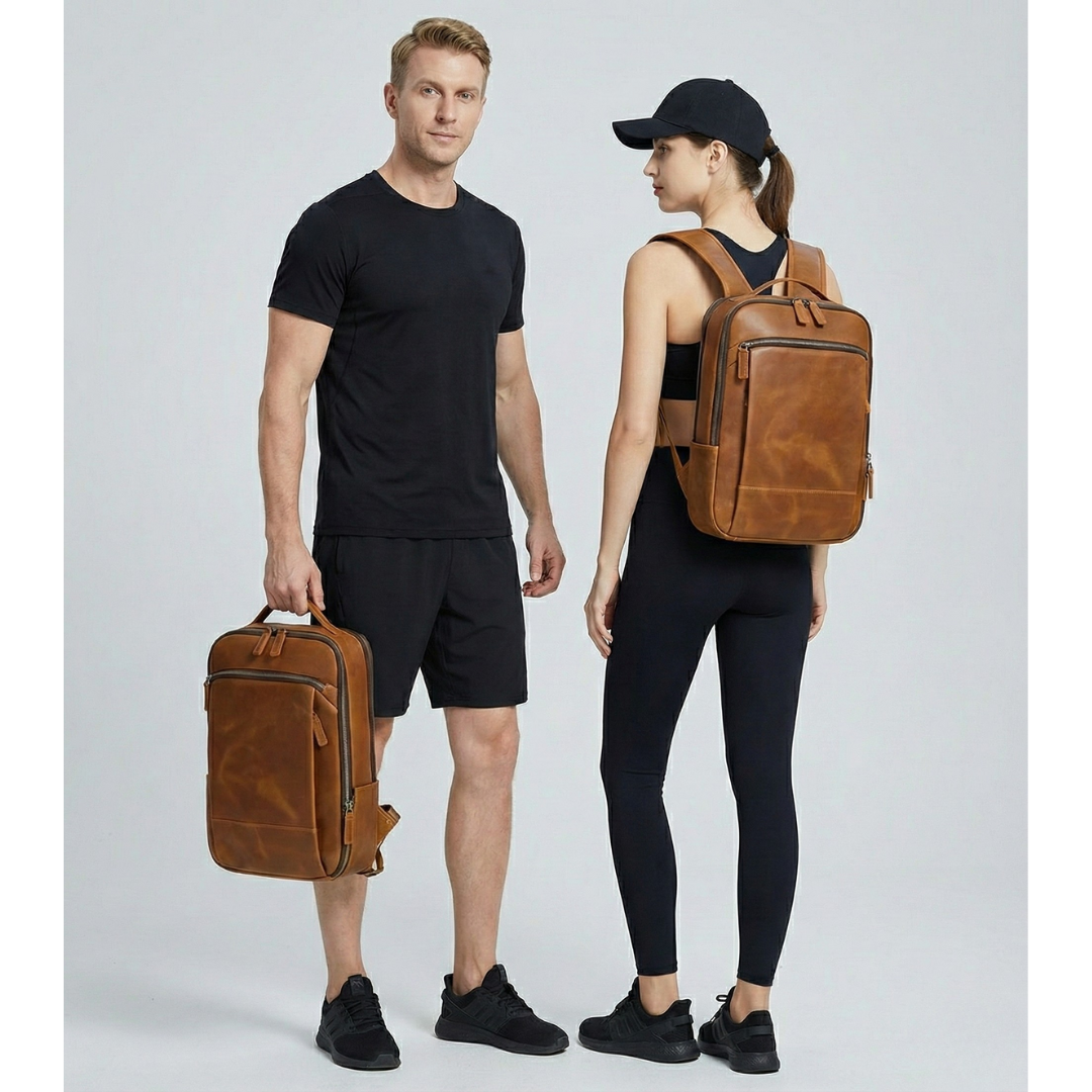 Sac à dos en cuir vintage pour homme tendance, pc 15" - Havresacs