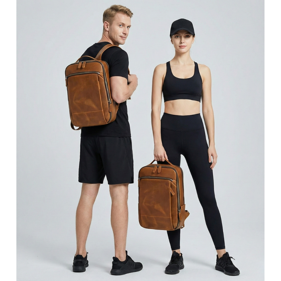 Sac à dos en cuir vintage pour homme tendance, pc 15" - Havresacs