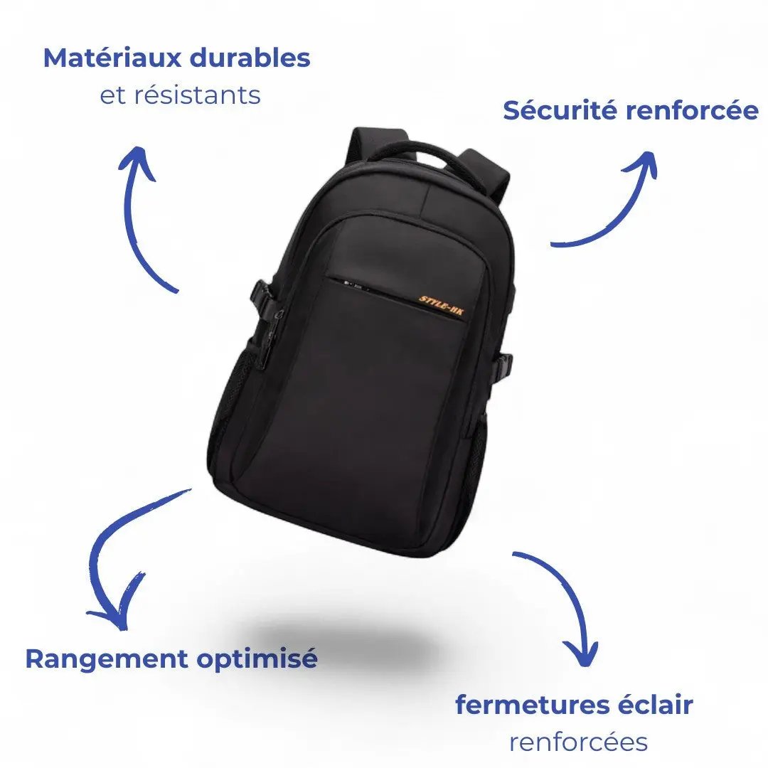 Sac à dos imperméable noir de 30L, idéal voyage et avion - Havresacs - HavreS