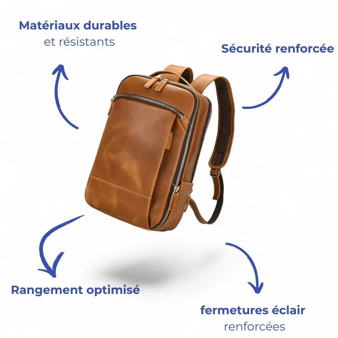 Sac à dos en cuir vintage pour homme tendance, pc 15" - Havresacs - HavreS