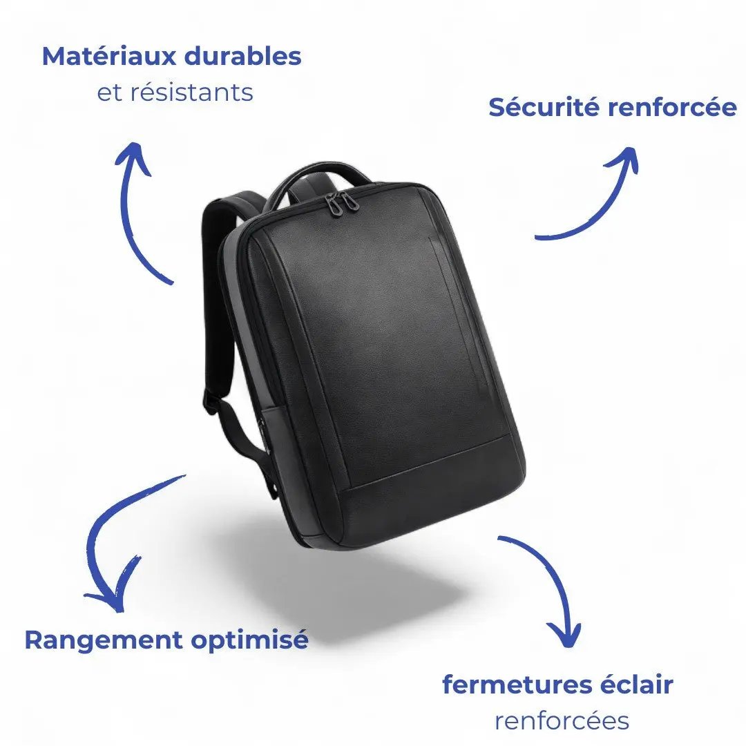 Sac à dos en cuir noir, urbain et élégant - Homme/Femme - Havresacs - HavreS