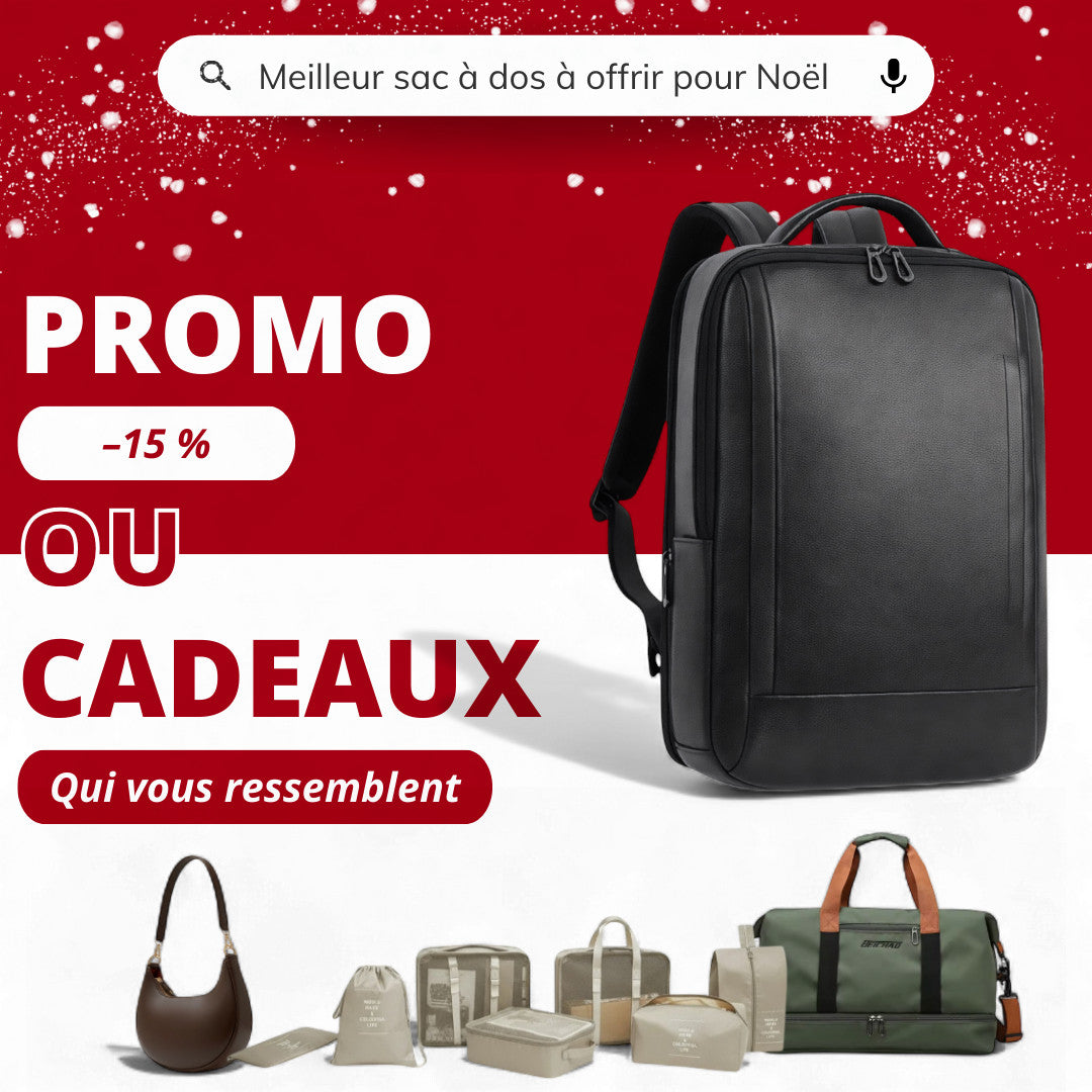 Sac à dos en cuir noir, urbain et élégant - Homme/Femme - Havresacs