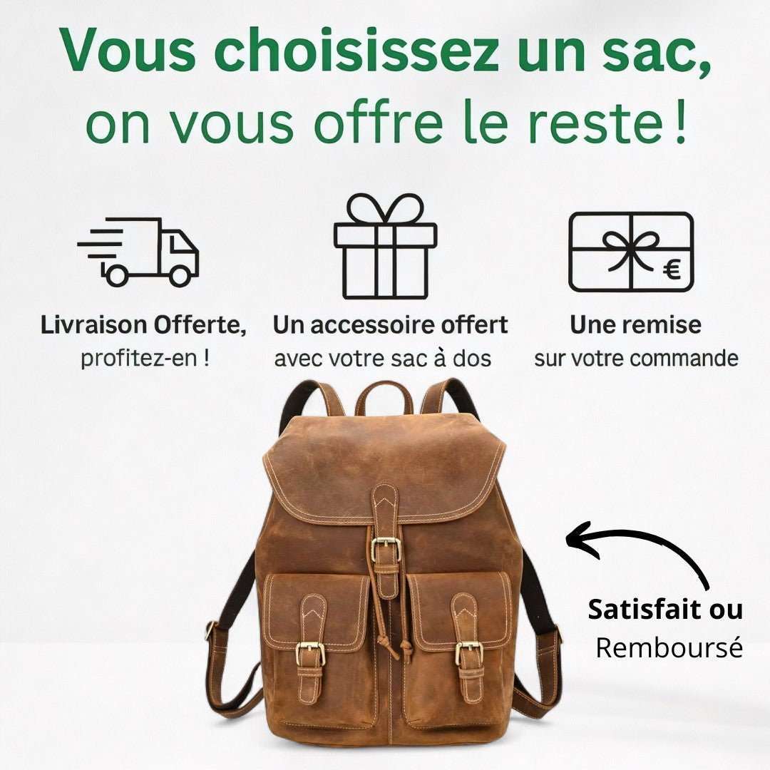 Sac à dos en cuir pour homme élégant - NomadCrafter - Havresacs