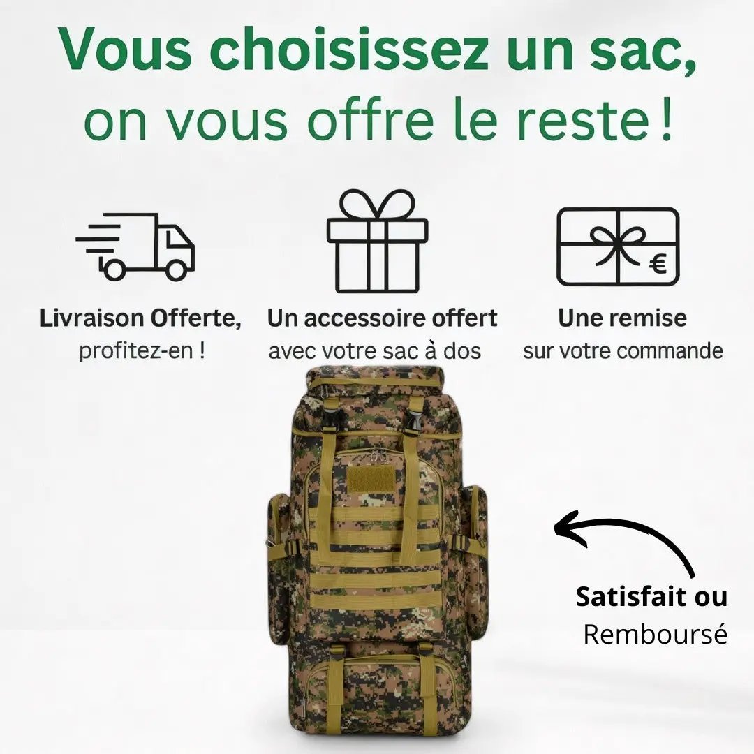 Sac à dos camouflage militaire de 75L, grande capacité - Havresacs - HavreS