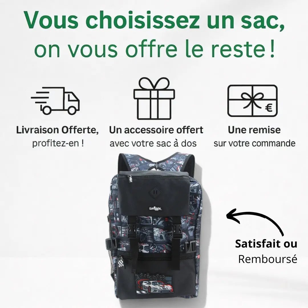 Cartable CP/Ecole Primaire Garçon - Voiture Course | Havresacs HavreSacs