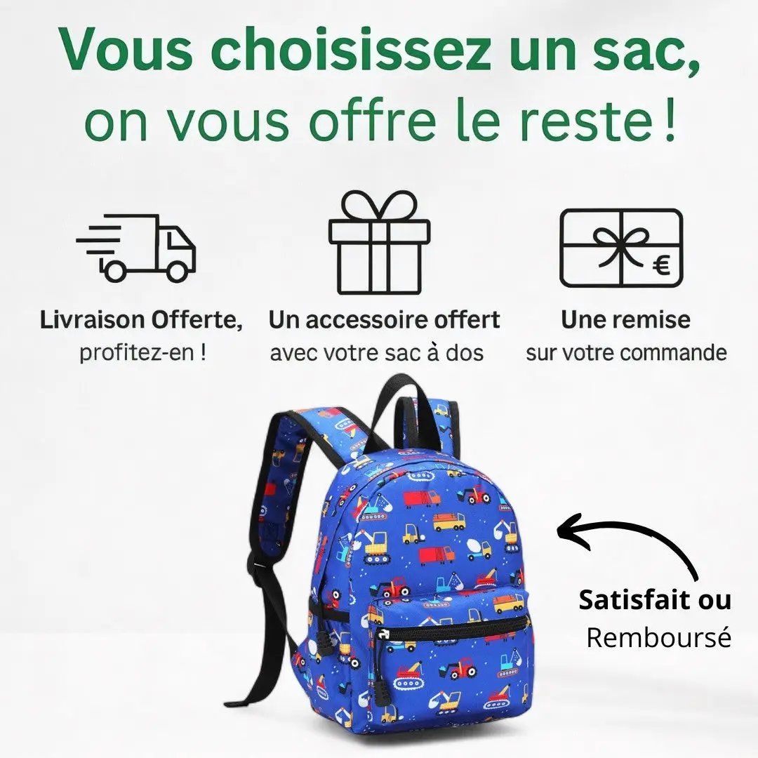 Cartable Garçon Maternelle CP - Camion et Dinosaures | Havresacs HavreSacs