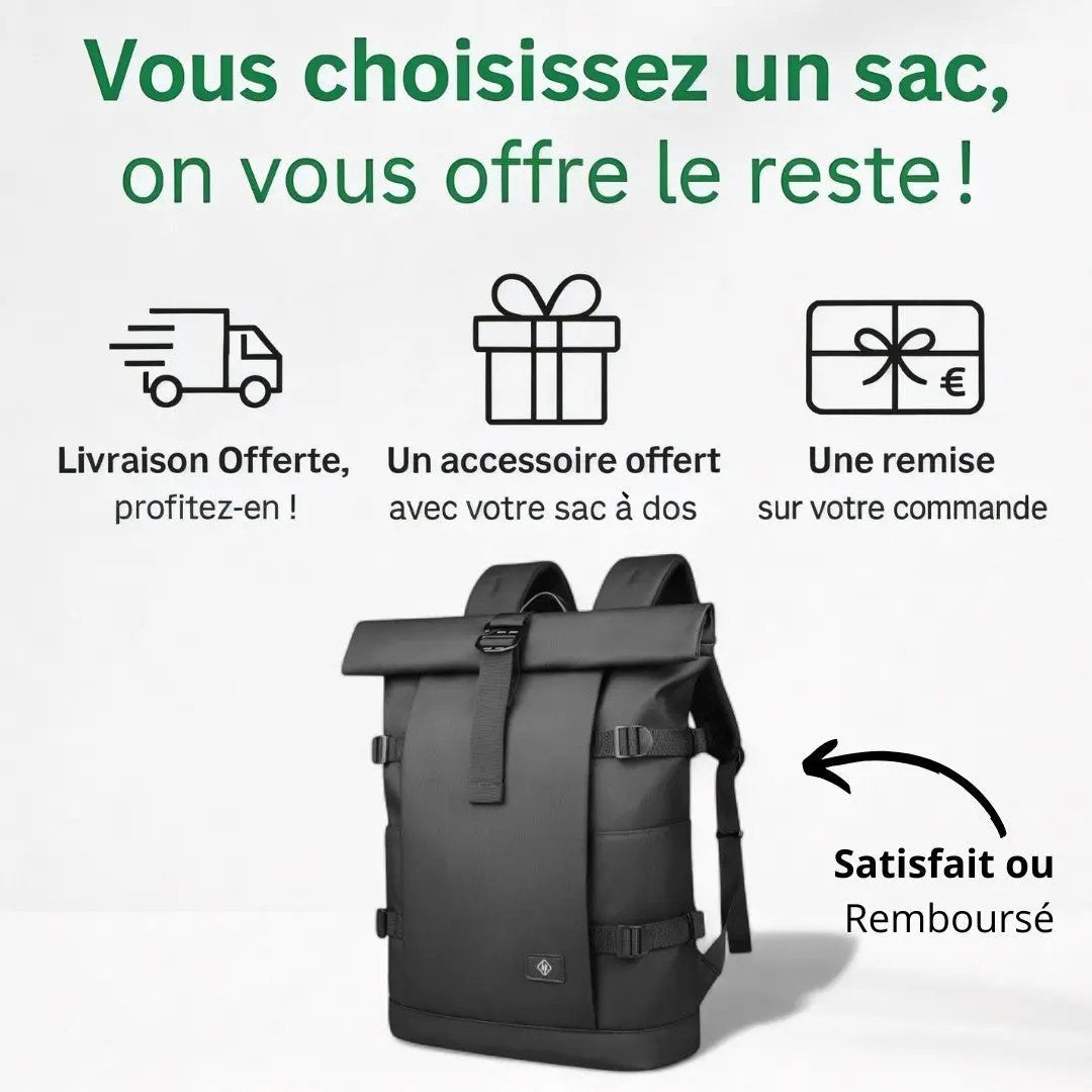 Sac à Dos Roll-Top Étanche Extensible 18L/25L | Havresacs HavreSacs