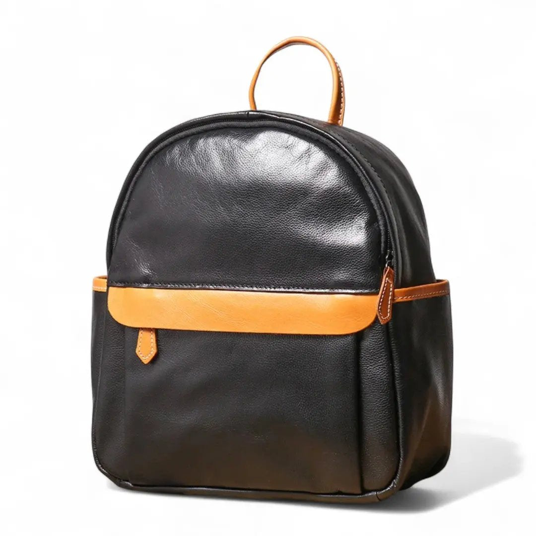 Sac à dos femme vintage en cuir de vachette vert, compact 6 litres HavreSacs