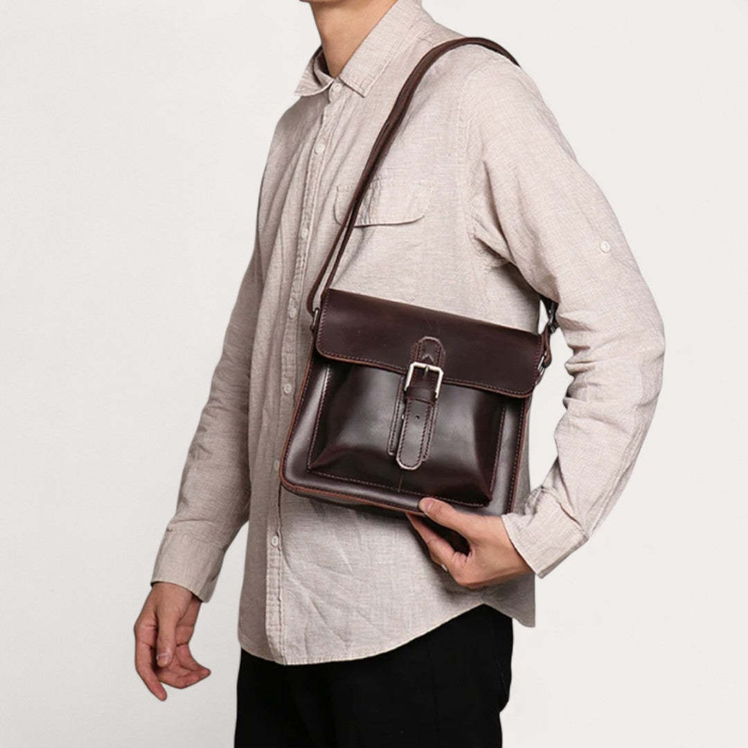 Sac Bandoulière Cuir Véritable Vintage Homme 7L – Chic | Havresacs