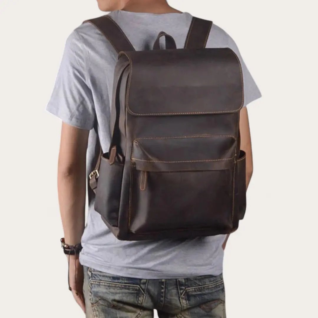 Sac à Dos Cuir Véritable Vintage 15.6’’ Élégant – 20L | Havresacs HavreSacs