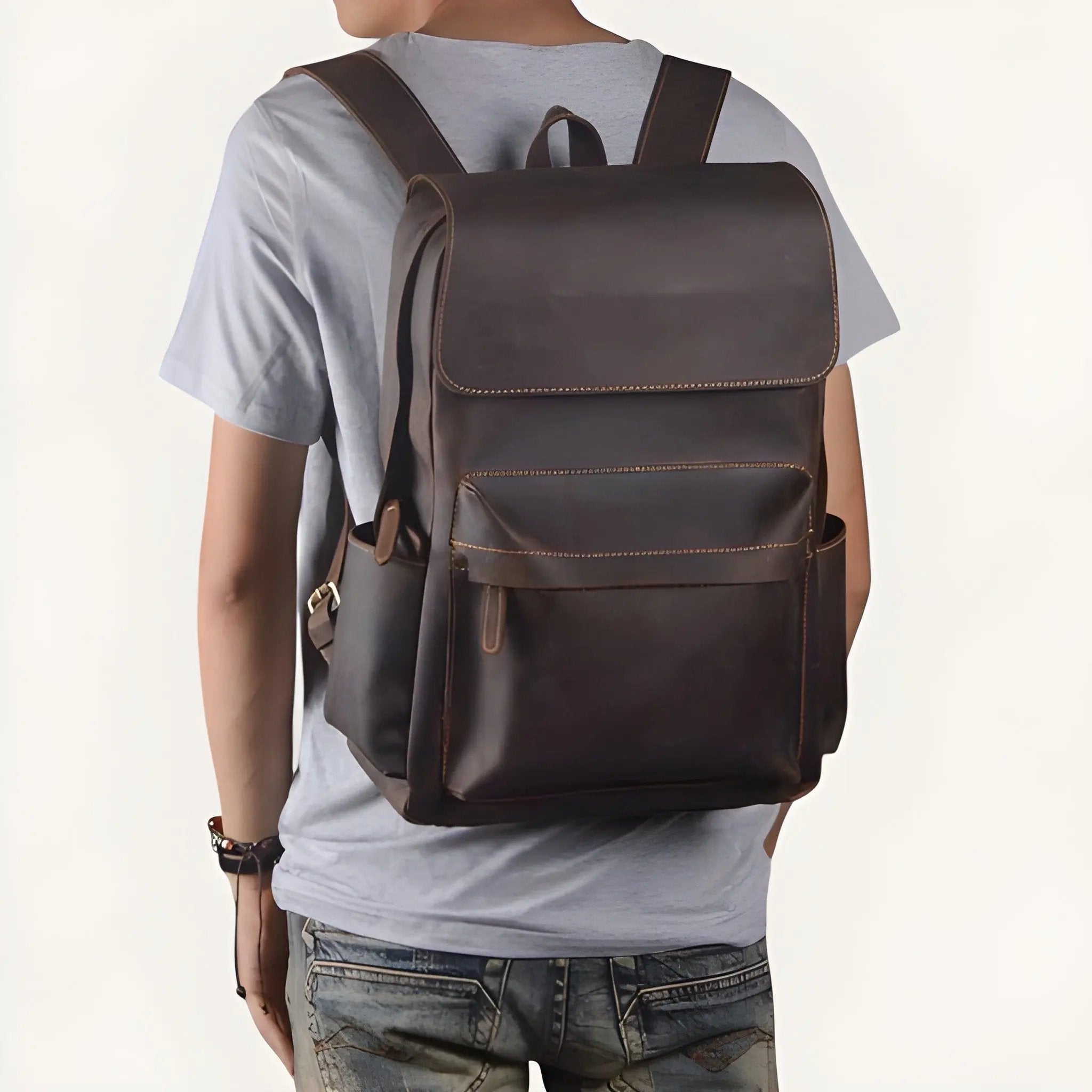 Sac à Dos Cuir Véritable Vintage 15.6’’ Élégant – 20L | Havresacs HavreSacs