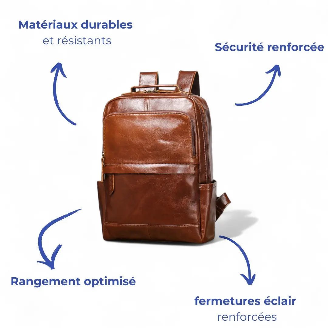 Sac à Dos Cuir Véritable Vintage Ordi 15’’ Léger – 18L | Havresacs HavreSacs