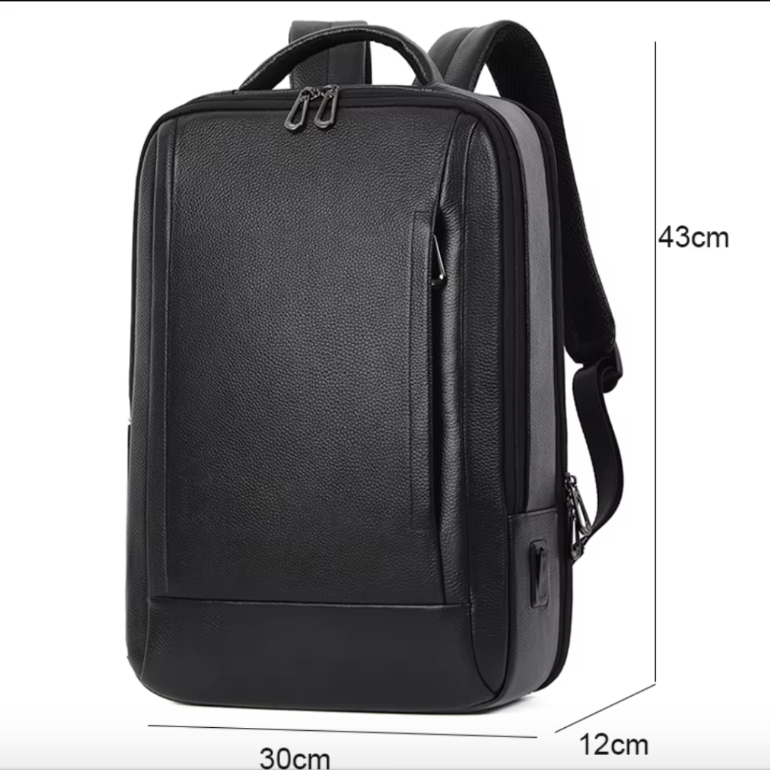 Sac à dos en cuir noir, urbain/élégant - Homme/Femme - Havresacs