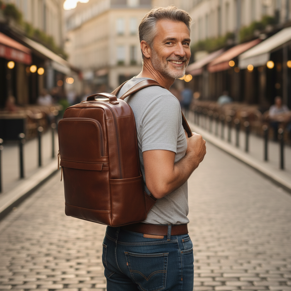 Sac à Dos Cuir Véritable Vintage Ordi 15’’ Léger – 18L | Havresacs