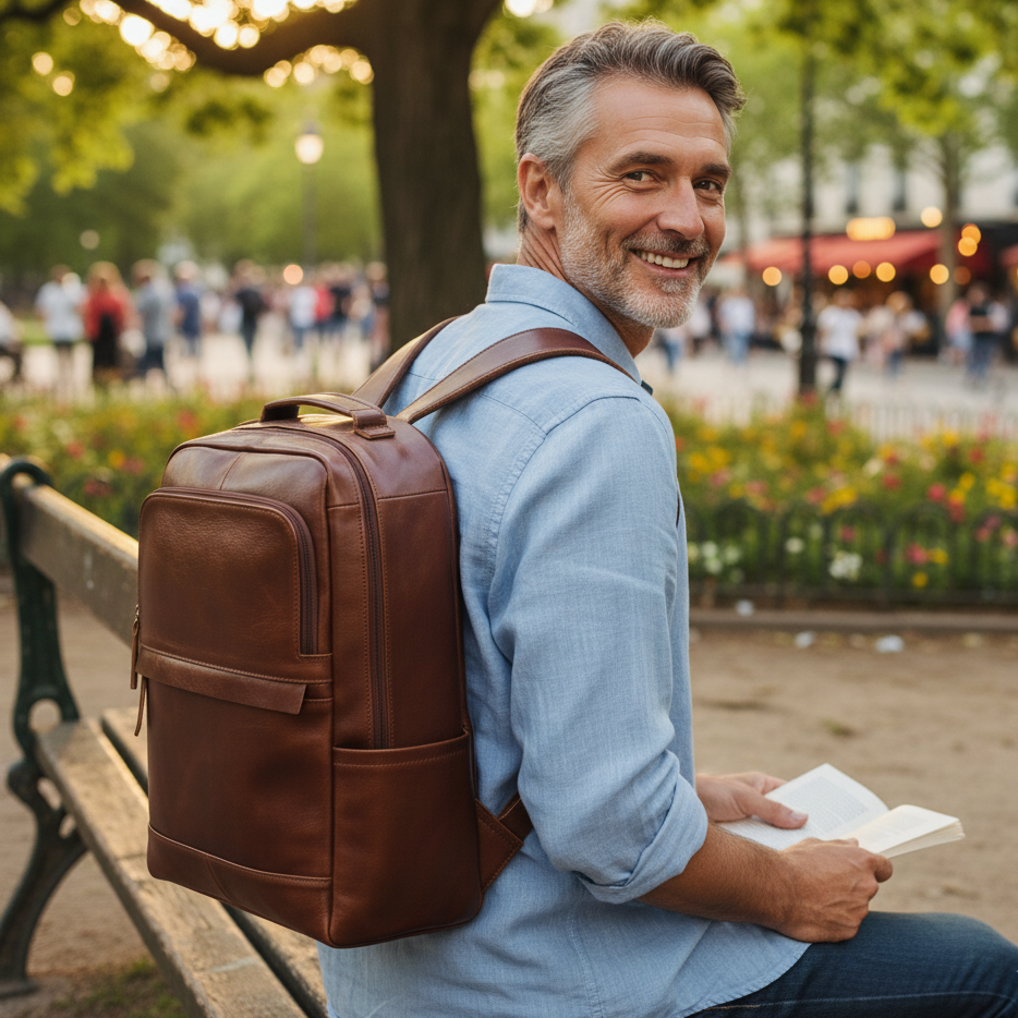 Sac à Dos Cuir Véritable Vintage Ordi 15’’ Léger – 18L | Havresacs