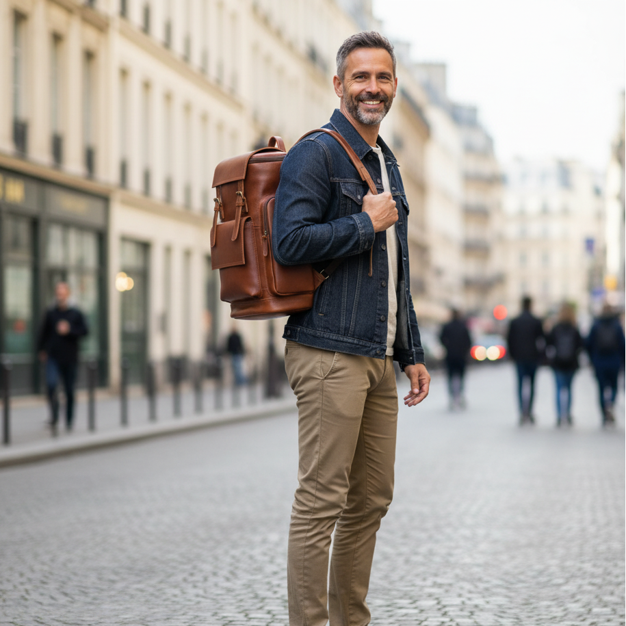 Sac à Dos Cuir Véritable Vintage PC 15’’ Voyage – 20L | Havresacs