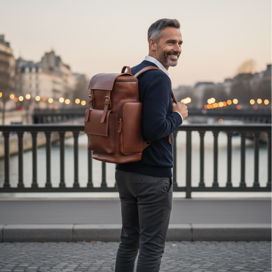 Sac à Dos Cuir Véritable Vintage PC 15’’ Voyage – 20L | Havresacs