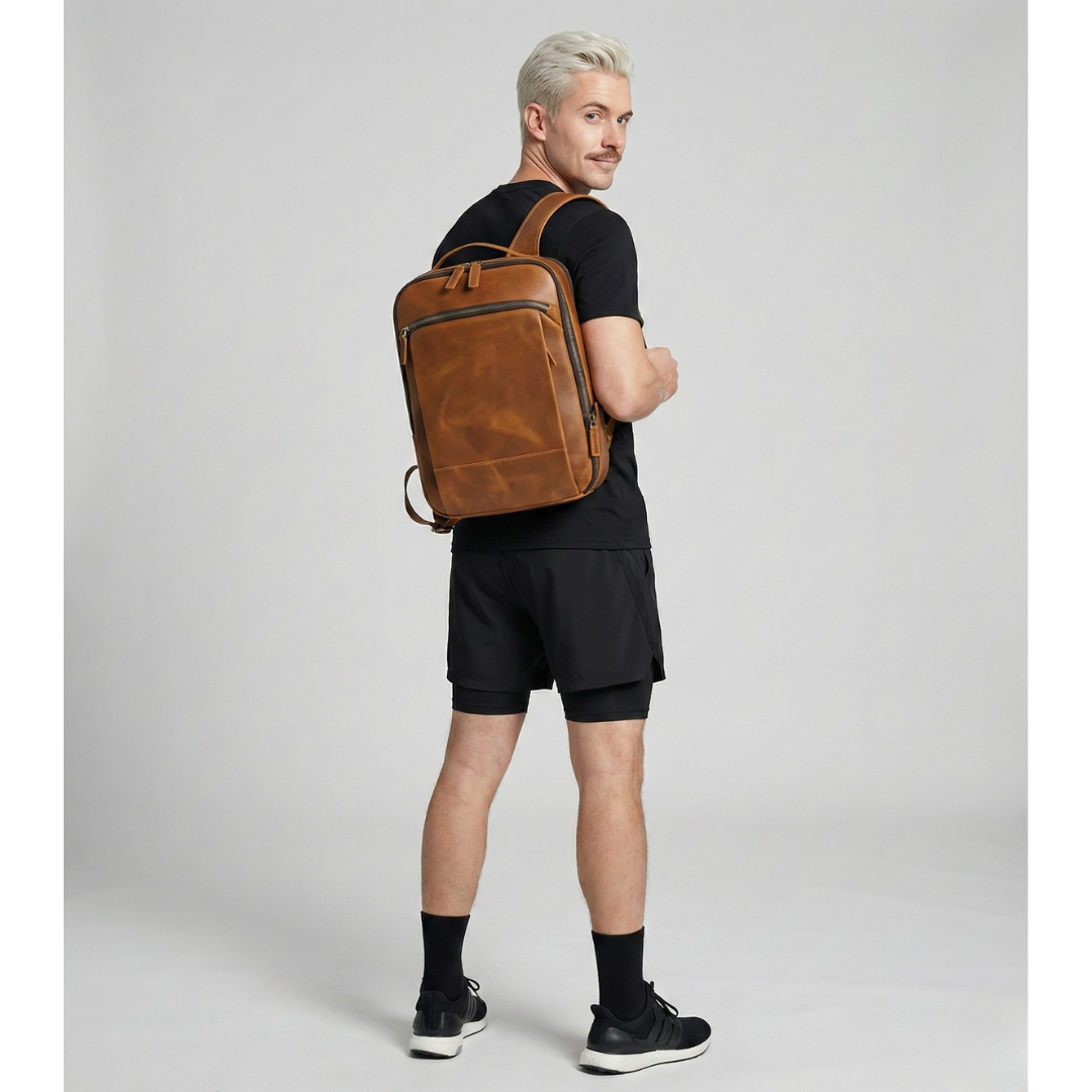 Sac à dos en cuir vintage pour homme tendance, pc 15" - Havresacs