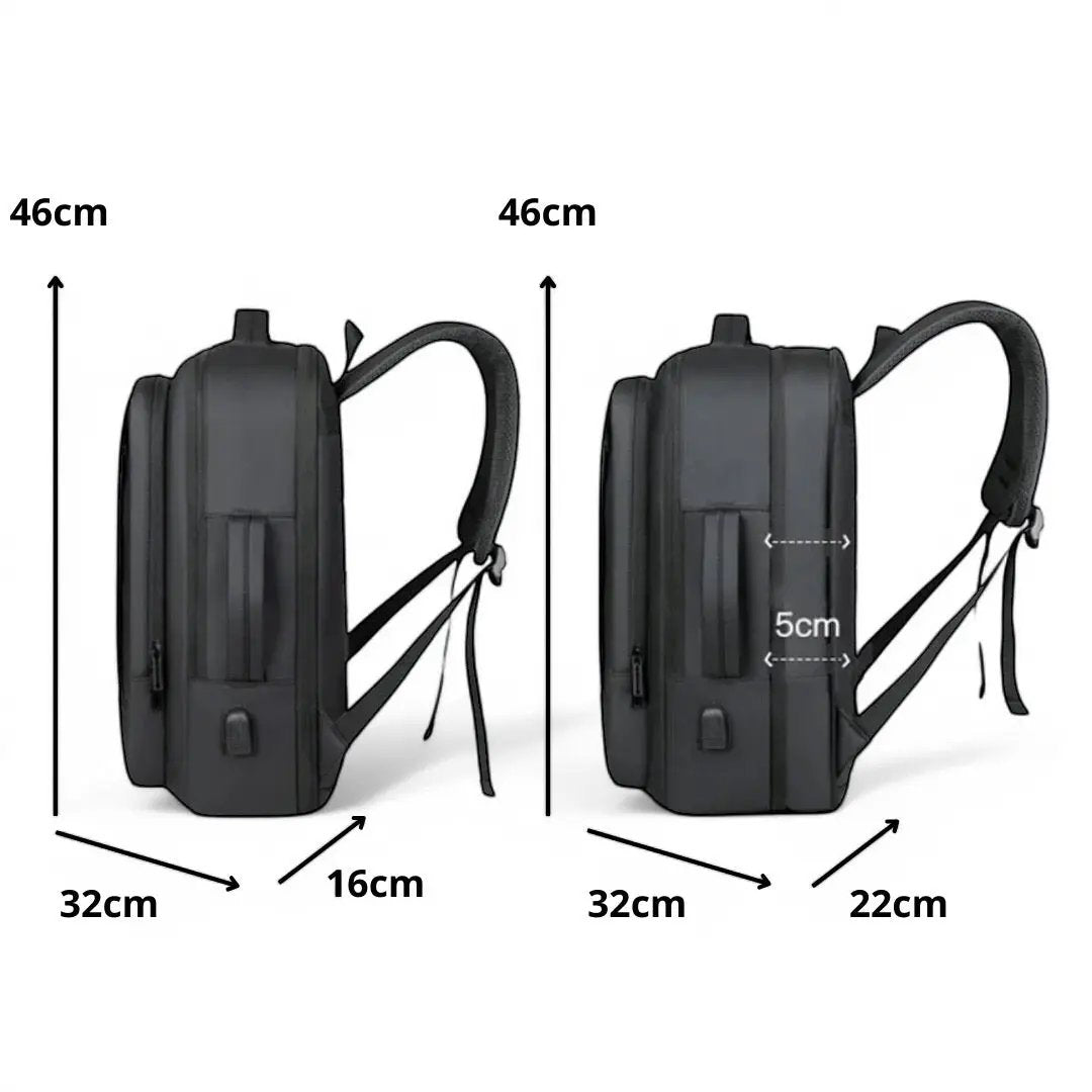 Sac à dos noir extensible 20-30L voyage, PC 15 pouces – Havresacs - HavreS