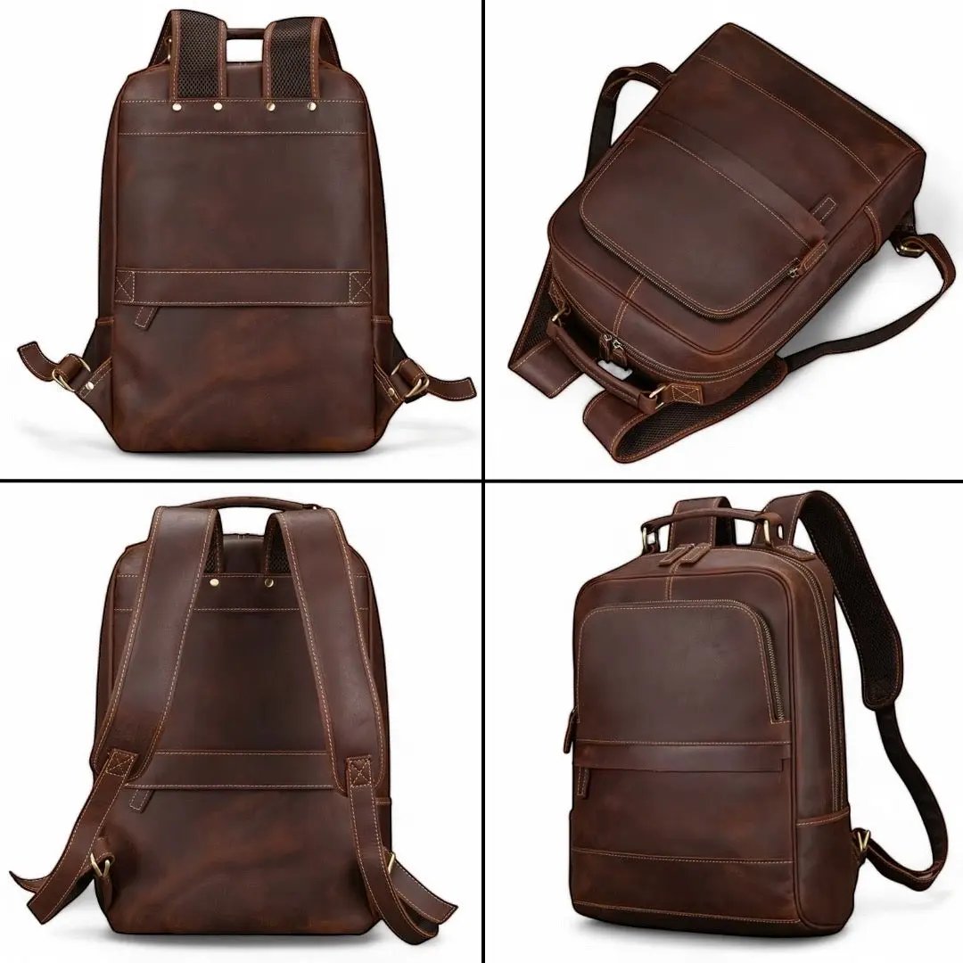 Sac à dos en cuir vintage pour homme tendance, pc 15" - Havresacs - HavreS