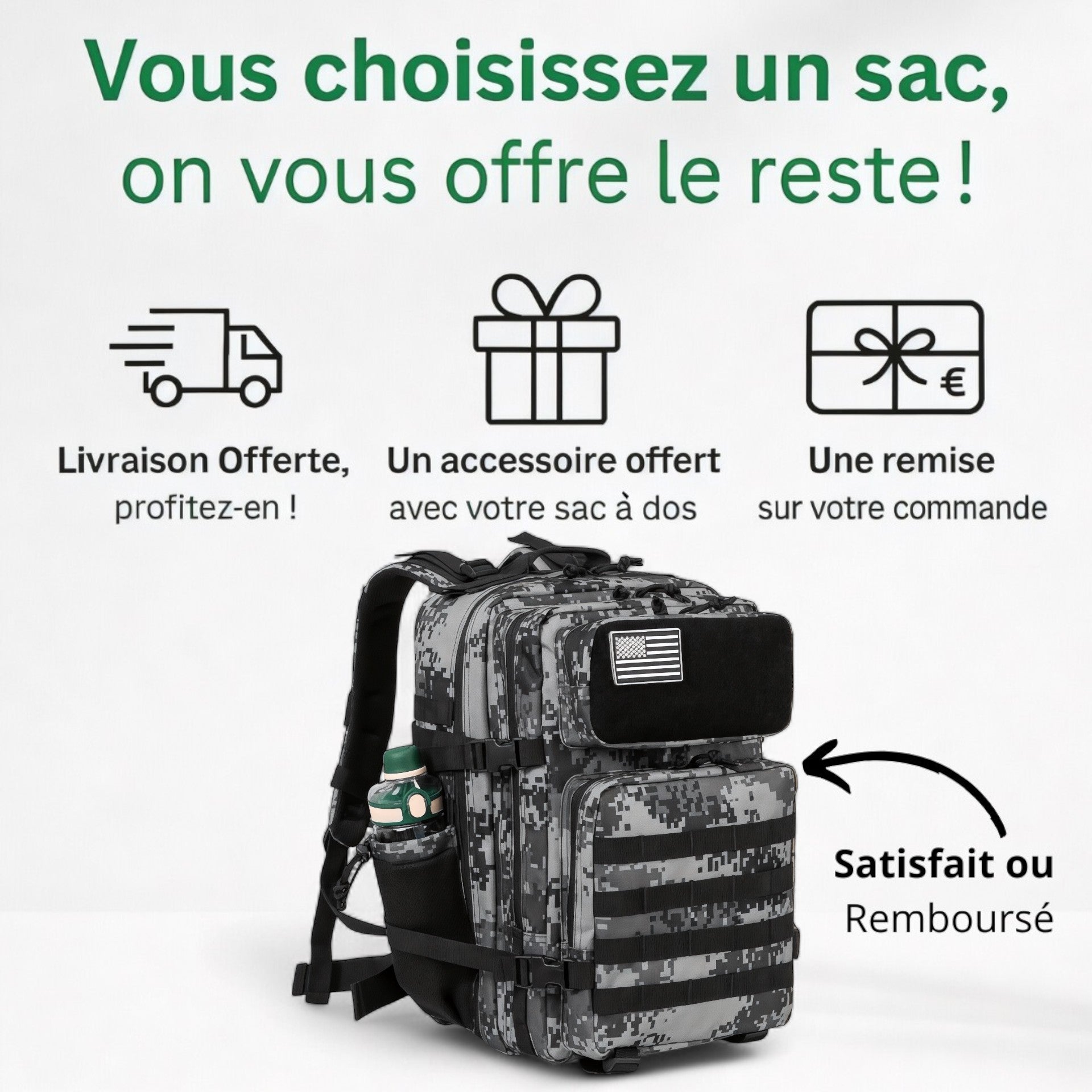 Sac à dos militaire 45L poche pc 17"– TacticMol – Havresacs