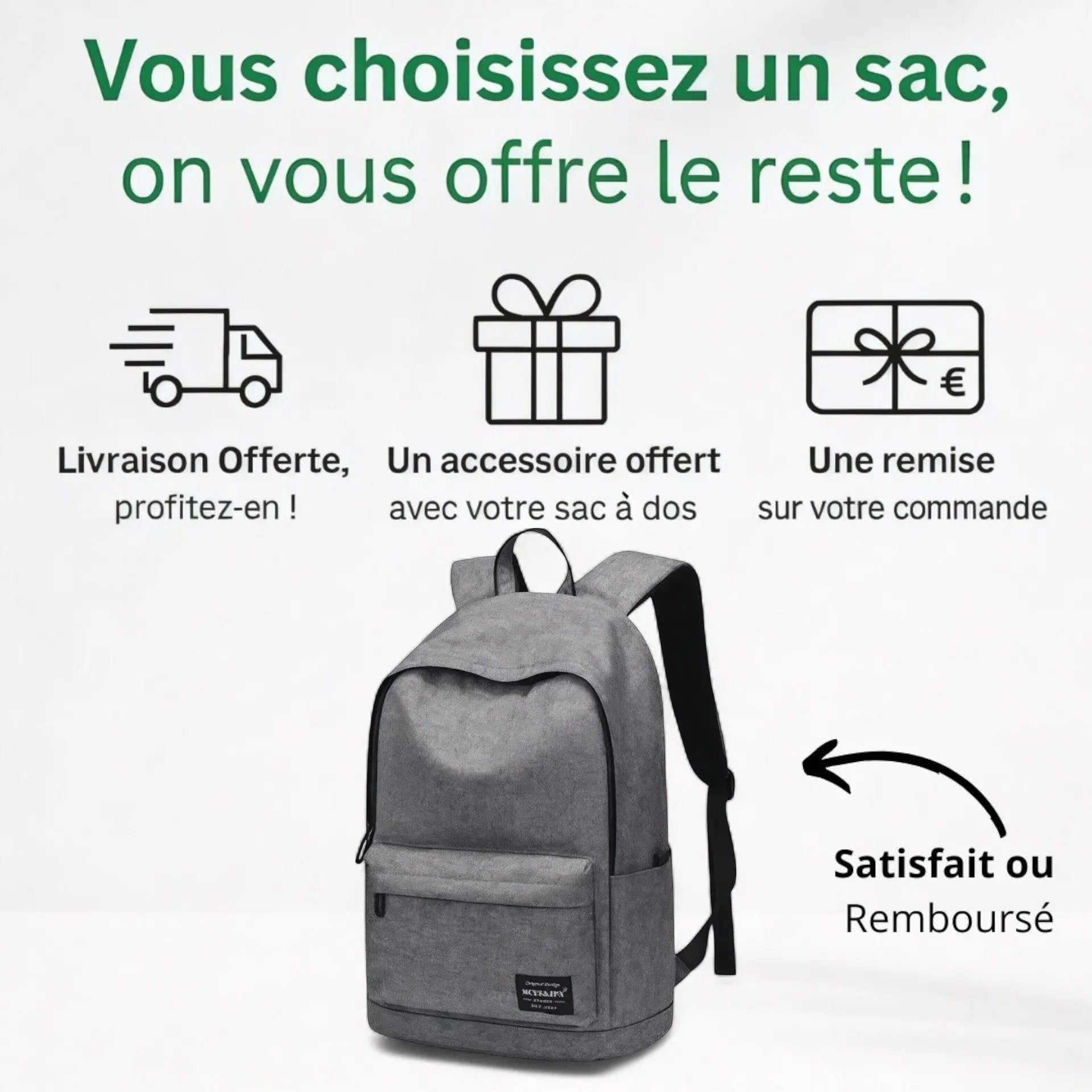 Sac à dos lycéen pour ordinateur 15 pouces, 20 litres – Havresacs - HavreS