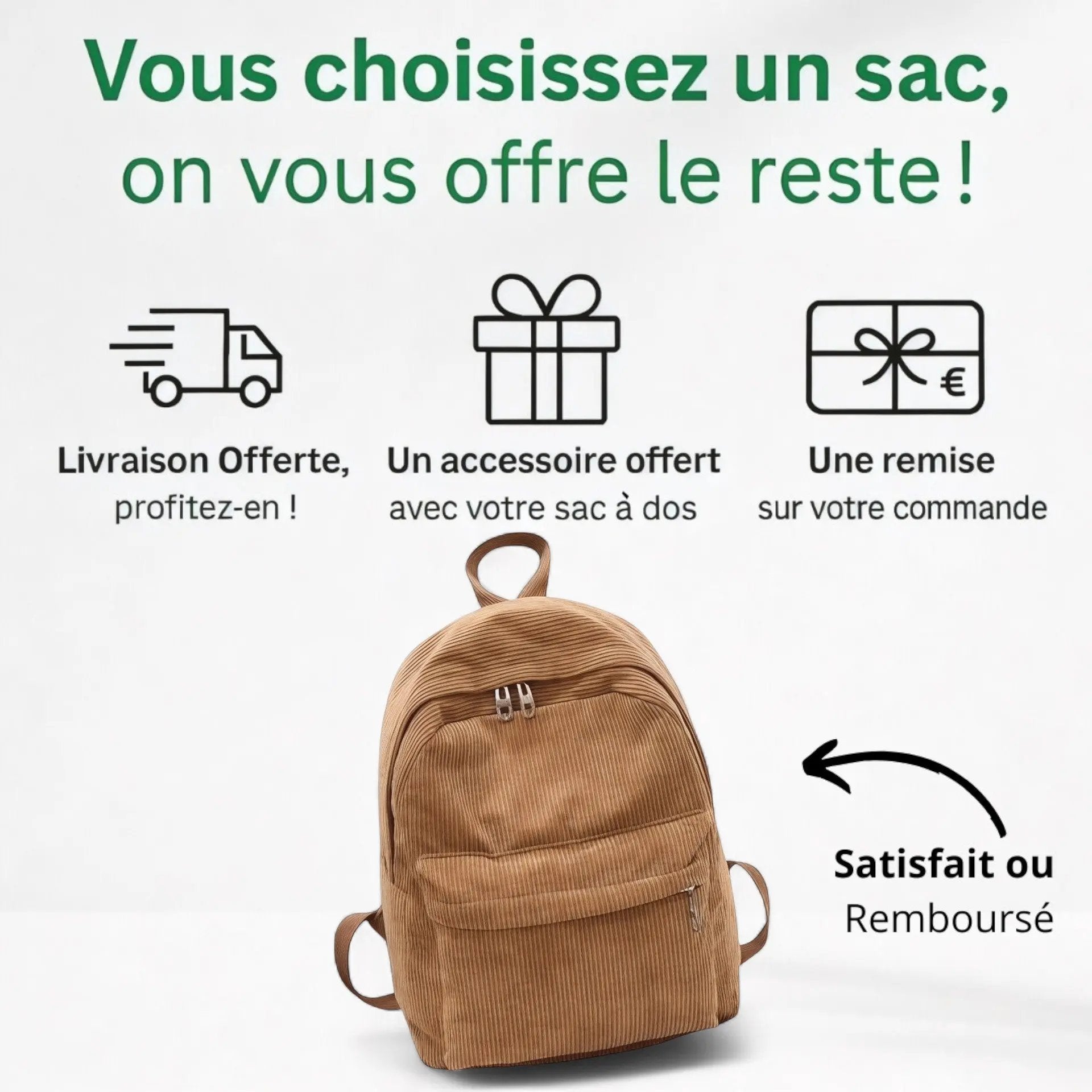 Sac à dos velours côtelé 10 litres, élégant et urbain – Havresacs - HavreS