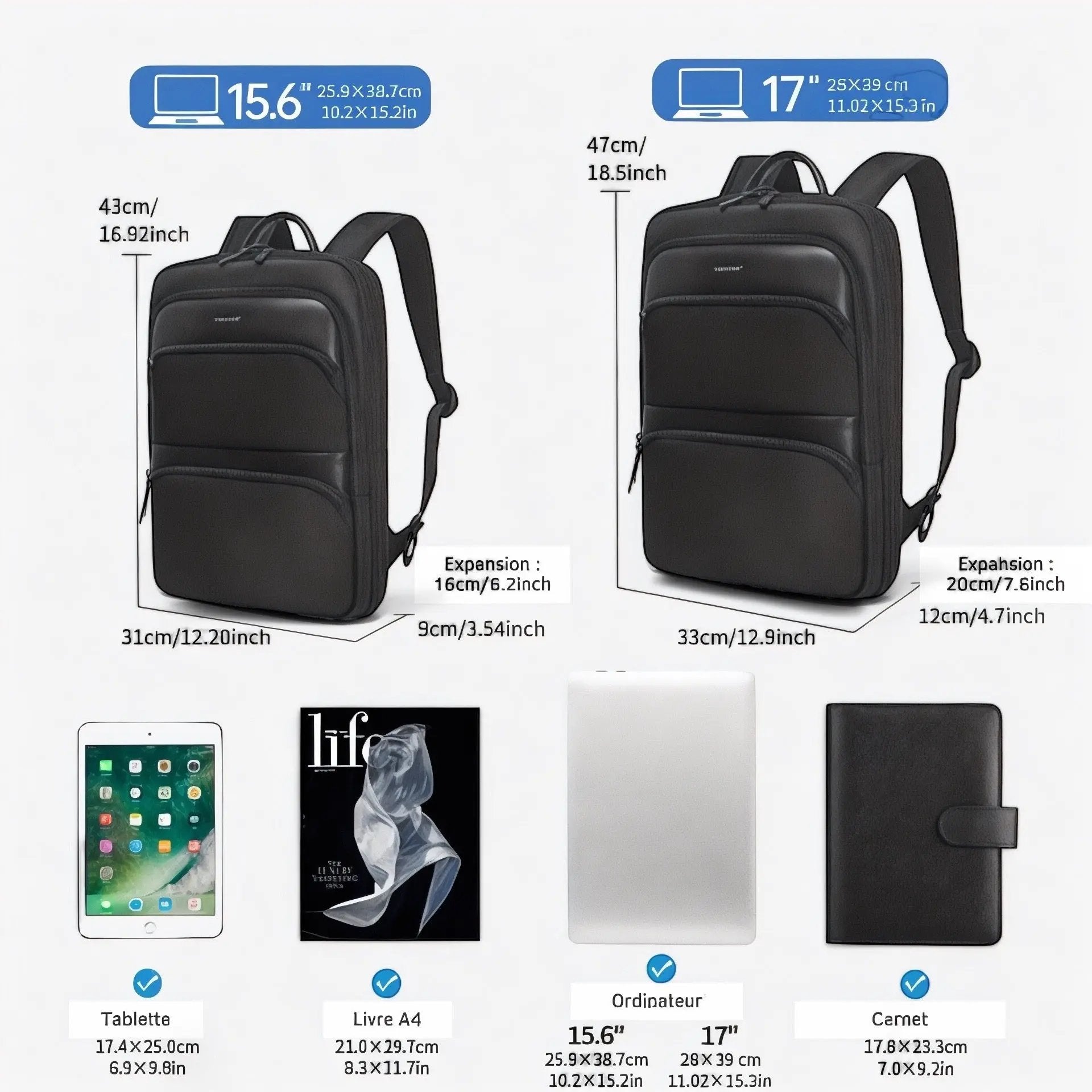 Sac à dos ordinateur 17 pouces léger parfait pour voyager – Havresacs - HavreS