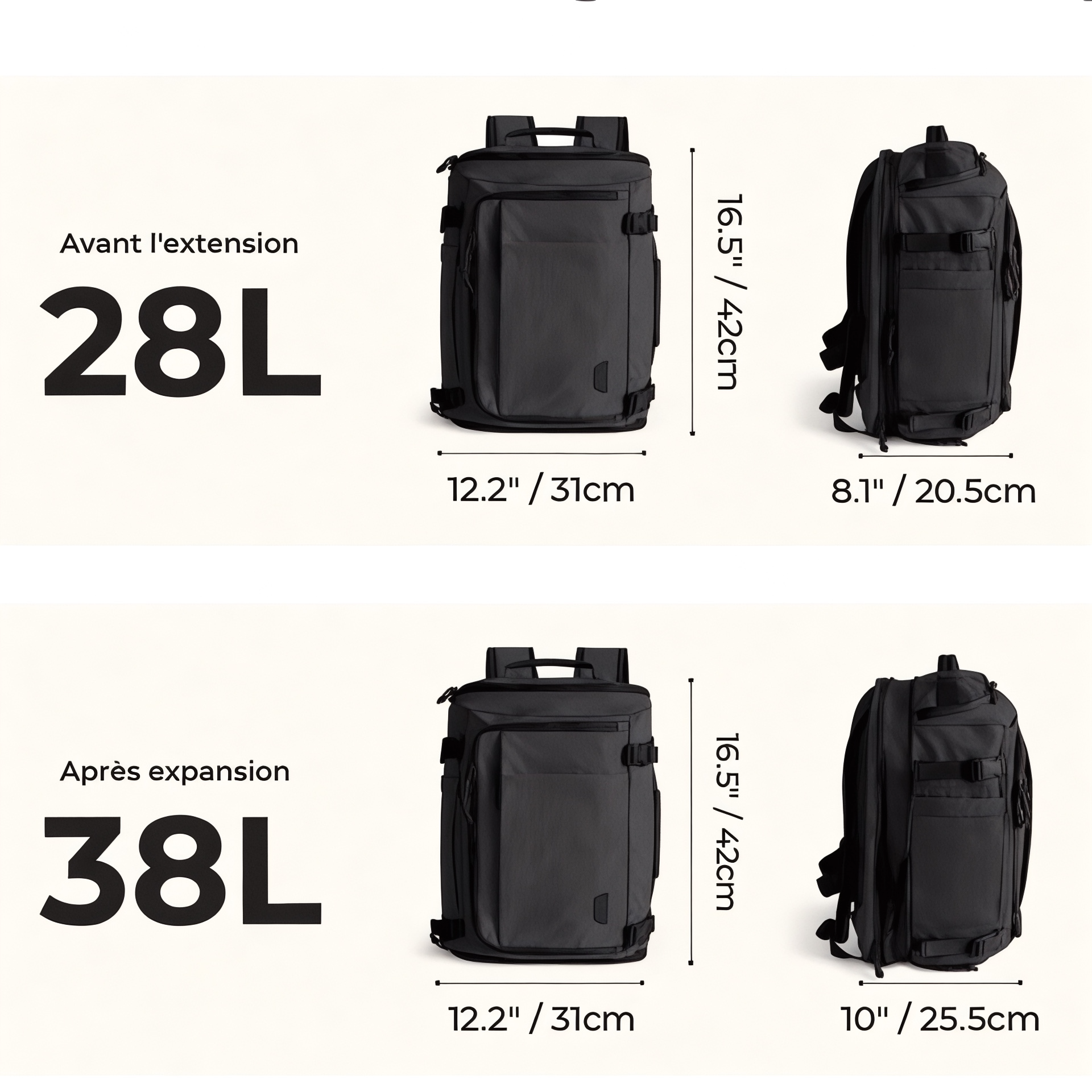 Sac à dos voyage cabine de 30L – Havresacs