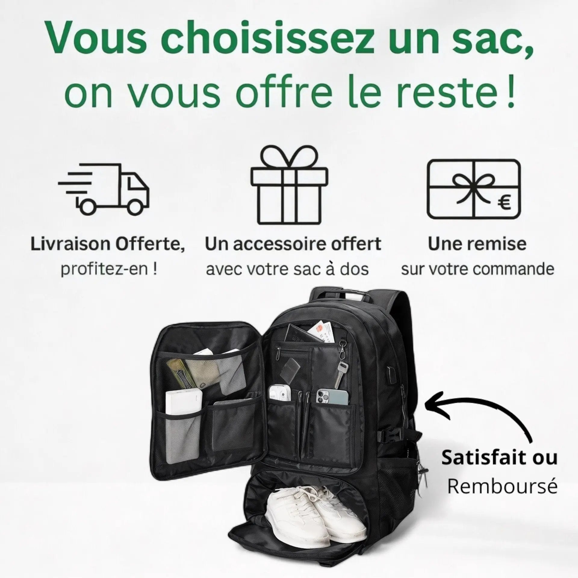 Sac à dos voyage 45L/60L étanche, ordinateur 17 pouces – Havresacs - HavreS