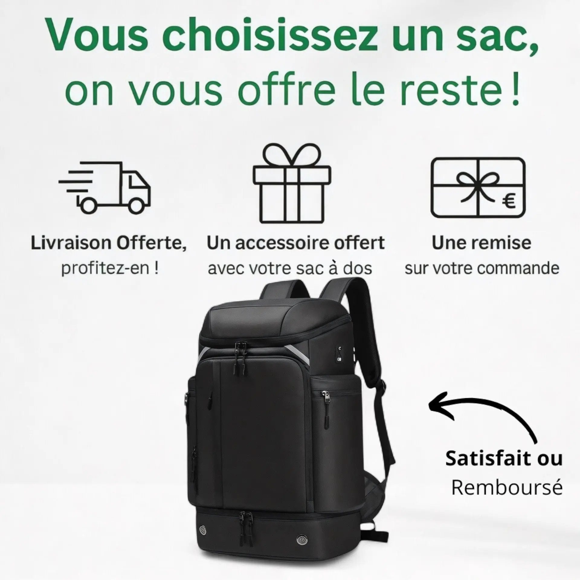 Sac à dos de voyage 50L, rangement ordinateur 17 pouces - Havresacs - HavreS