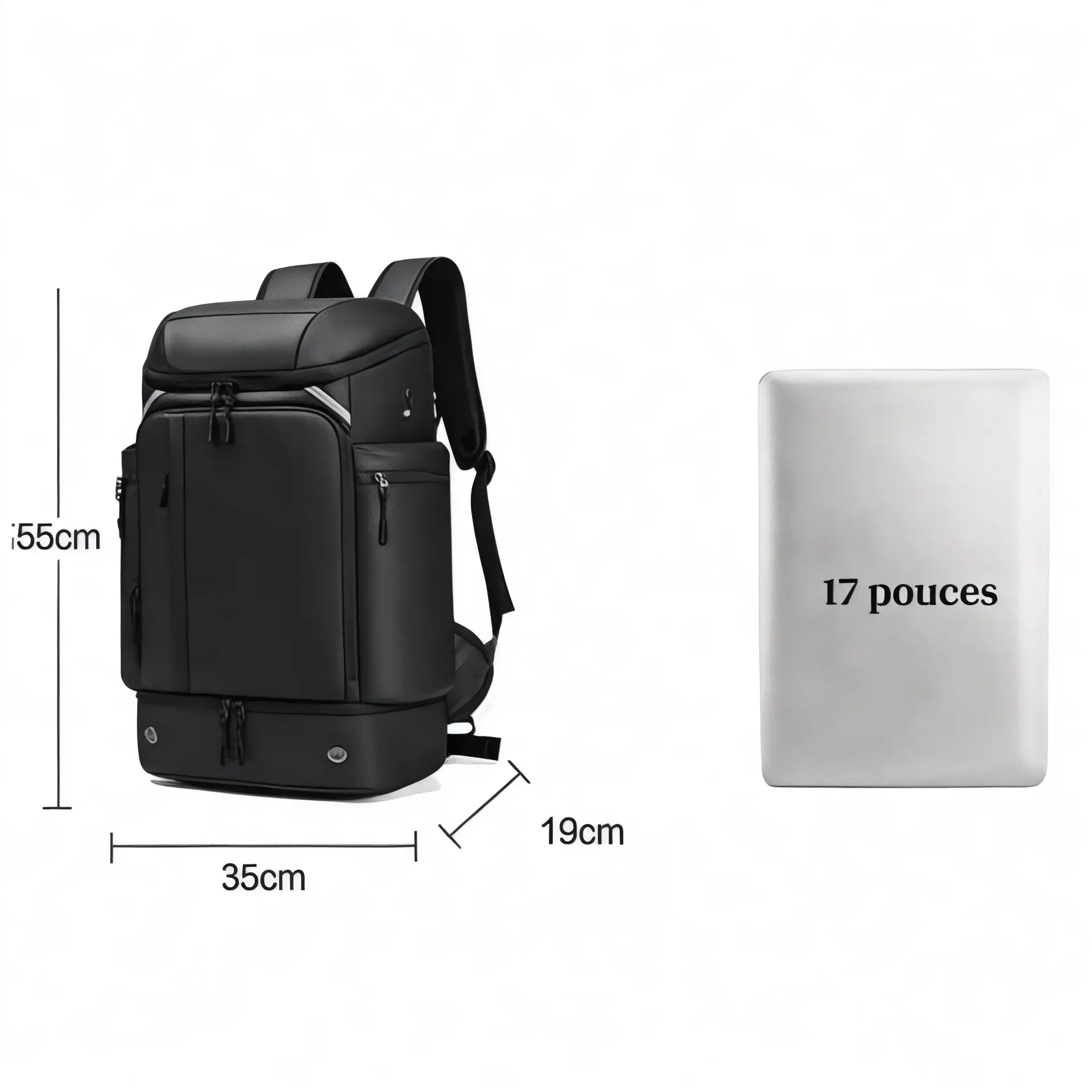 Sac à dos de voyage 50L, rangement ordinateur 17 pouces - Havresacs - HavreS