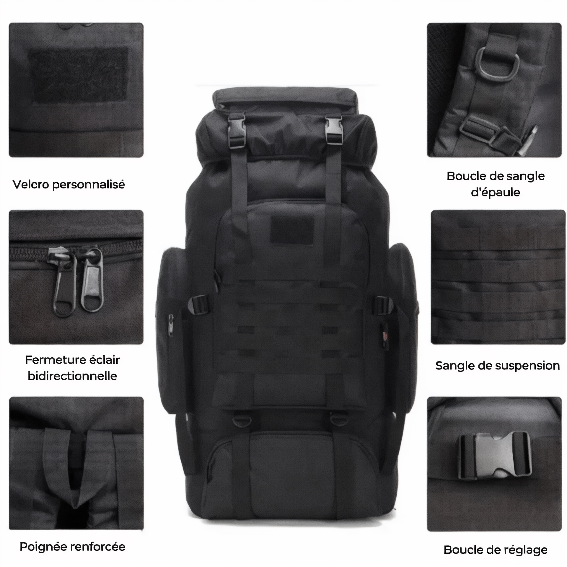 Sac militaire grande capacité 75L – Tactical Pro – Havresacs
