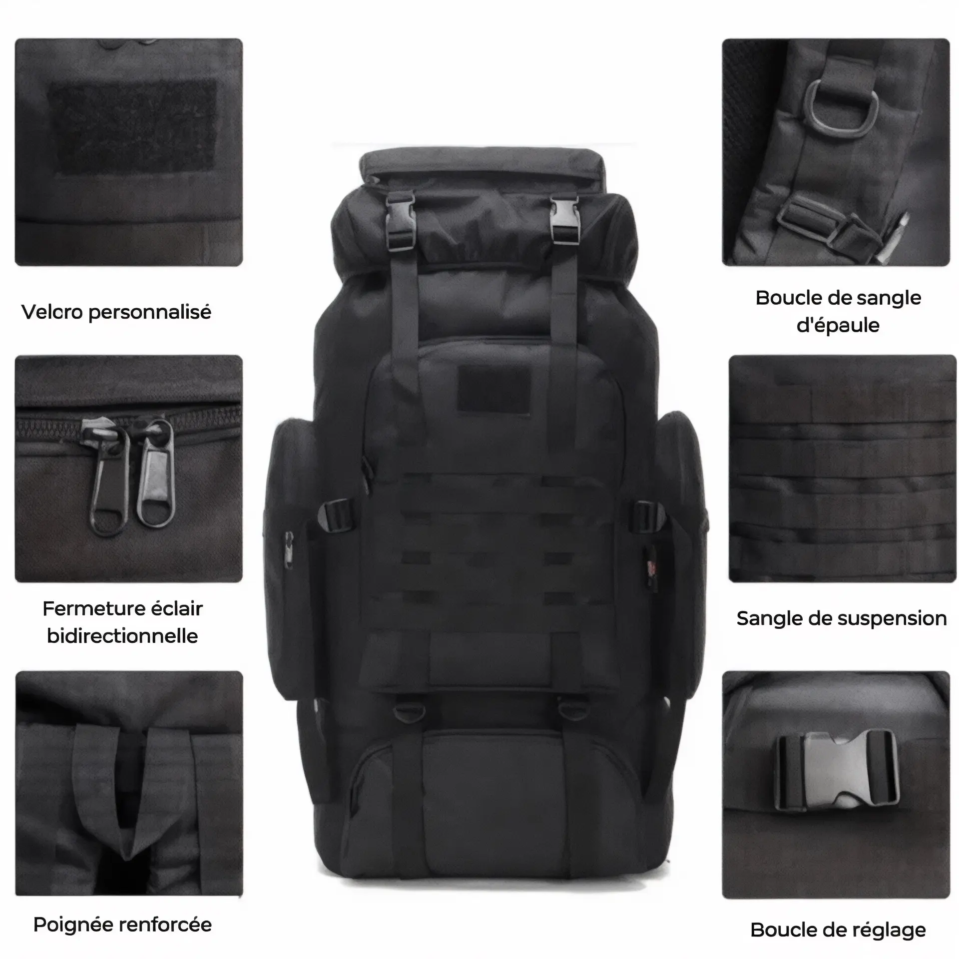 Sac à dos camouflage militaire de 75L, grande capacité - Havresacs - HavreS