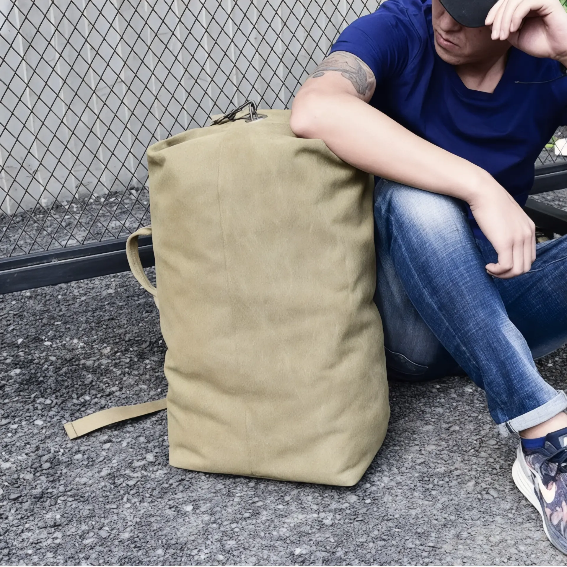 Sac à dos toile homme militaire, grande capacité  - Havresacs - HavreS