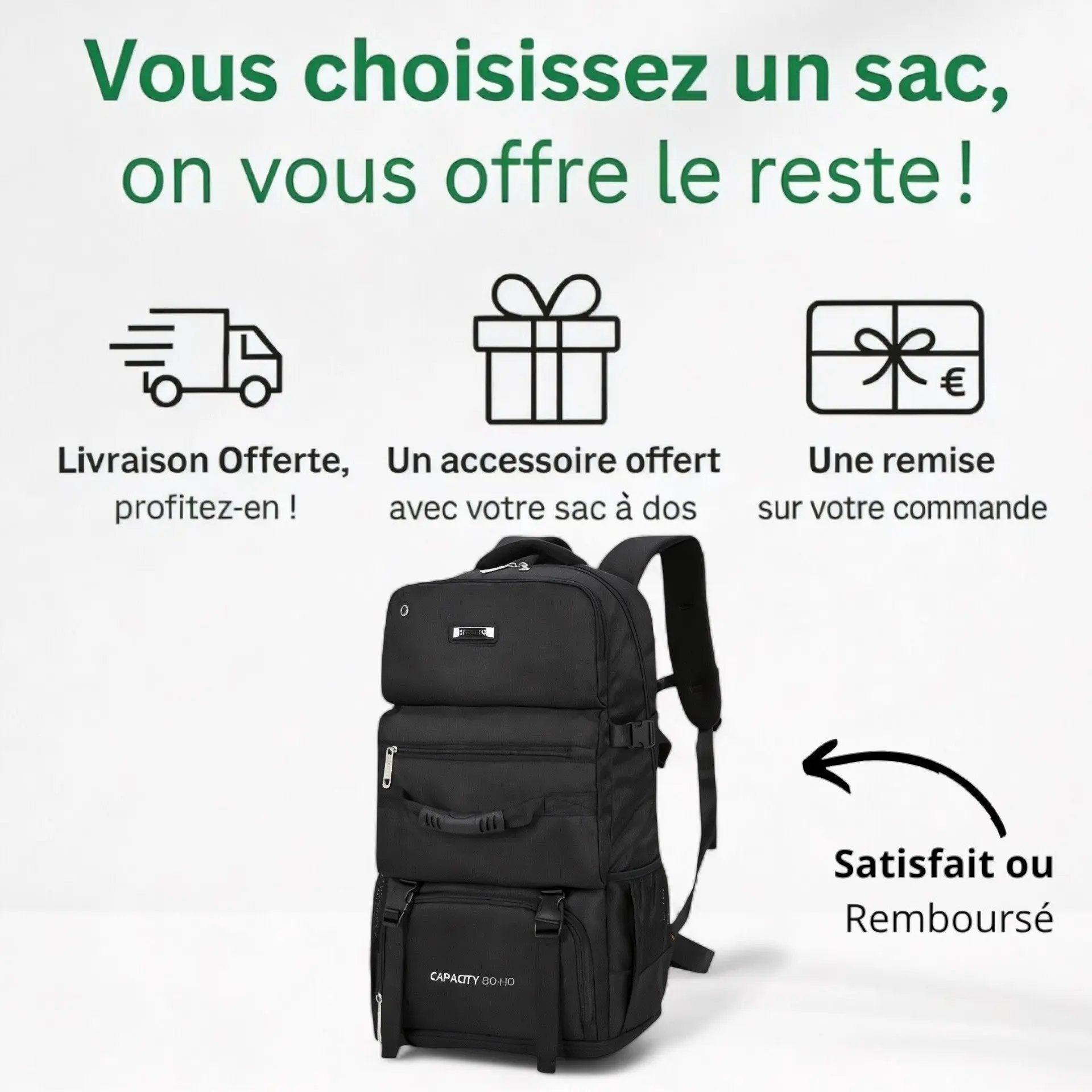Sac à dos grande capacité 45L – PC 15 pouces, USB – Havresacs - HavreS