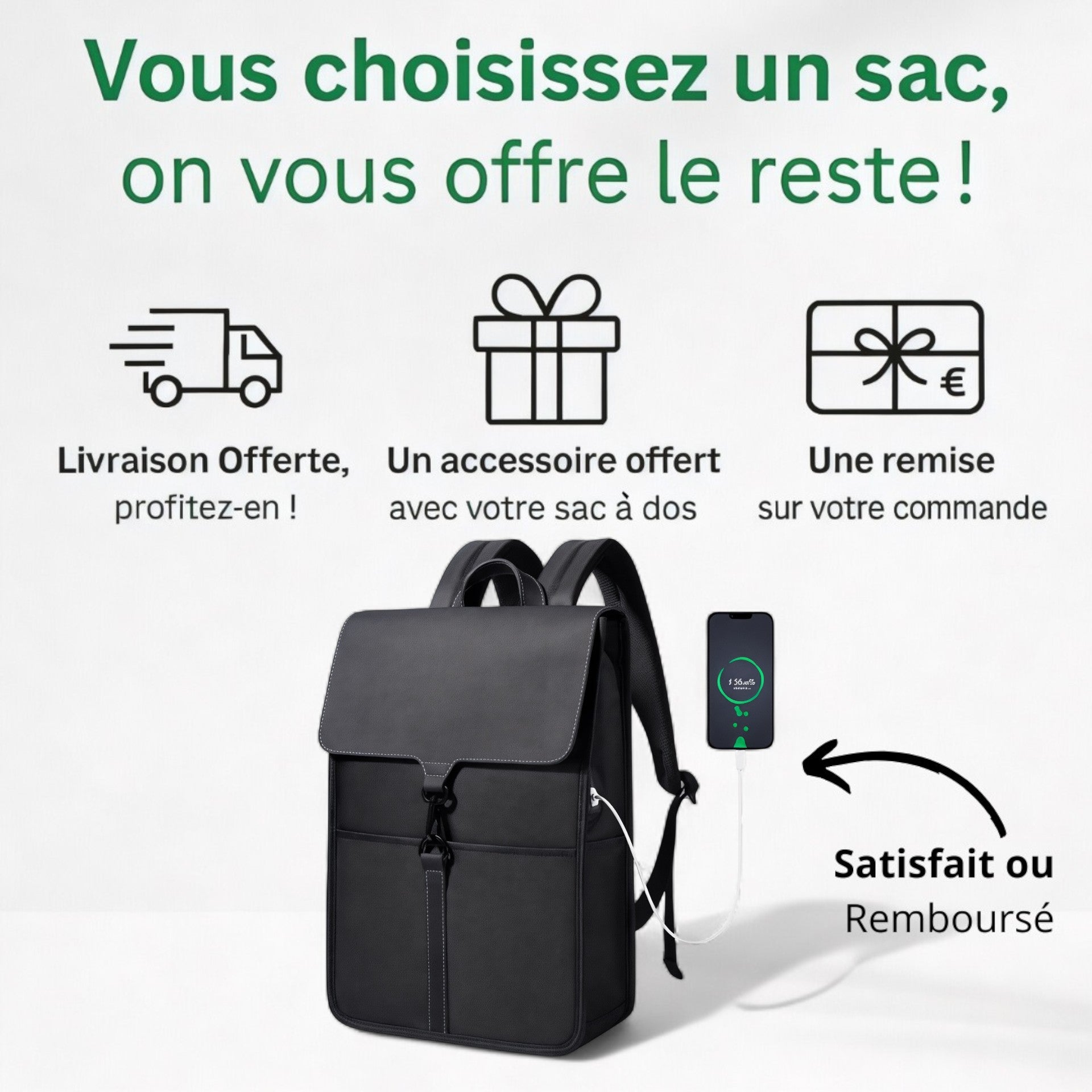 Sac à dos urbain tendance avec poche PC 15 pouces - Havresacs