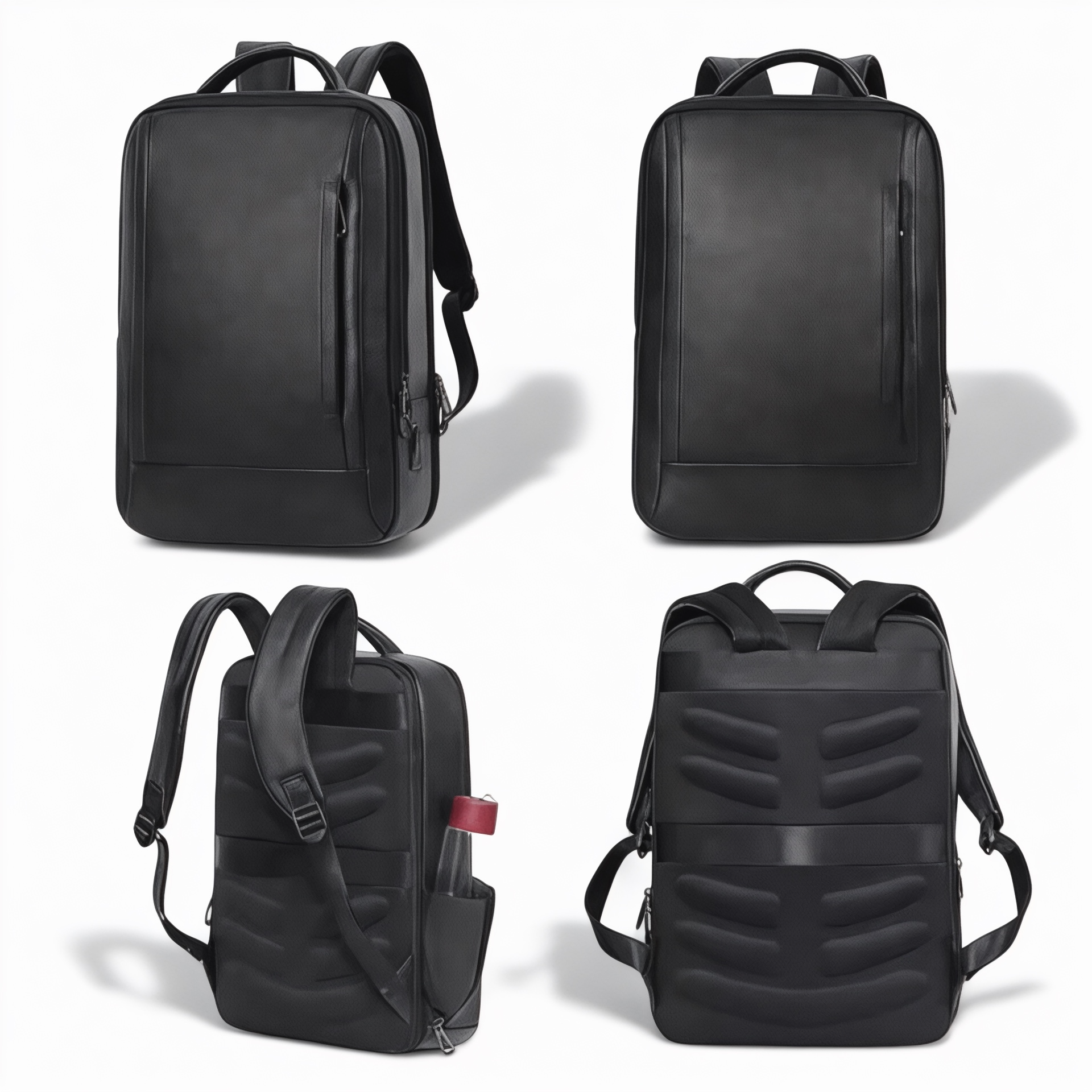 Sac à dos en cuir noir, urbain/élégant - Homme/Femme - Havresacs
