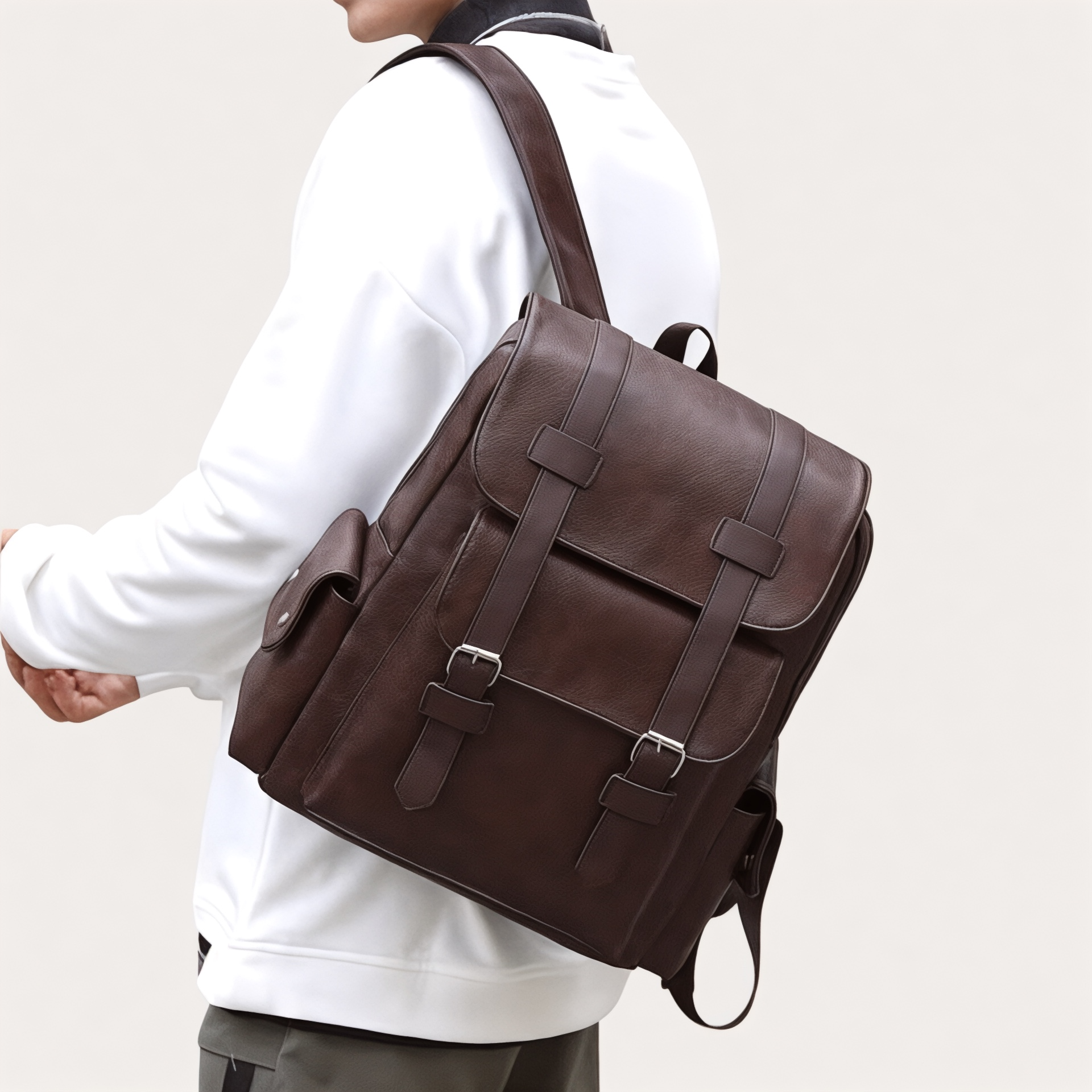 Sac à dos homme tendance en simili cuir 20L – CasualPro – Havresacs