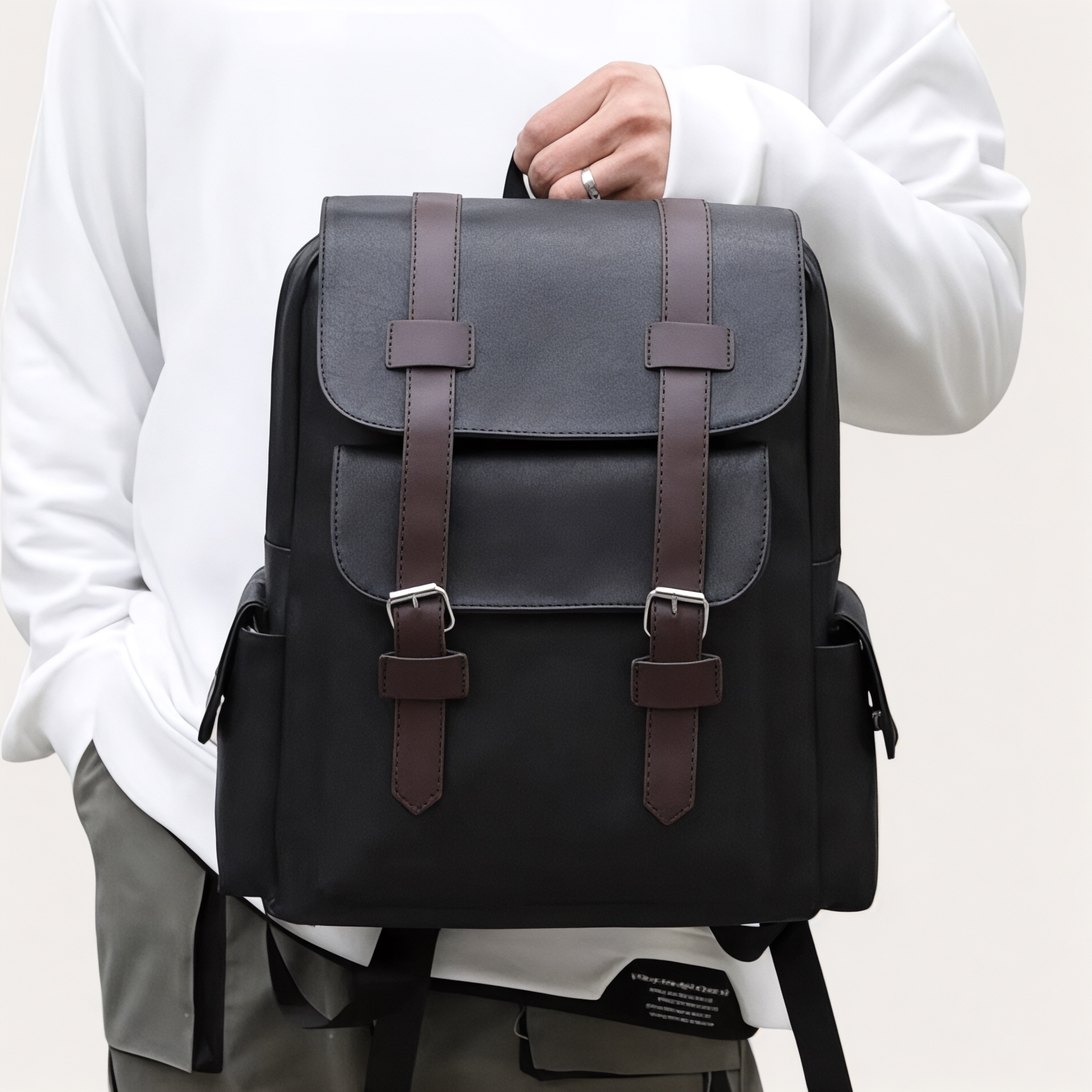 Sac à dos homme tendance en simili cuir 20L – CasualPro – Havresacs